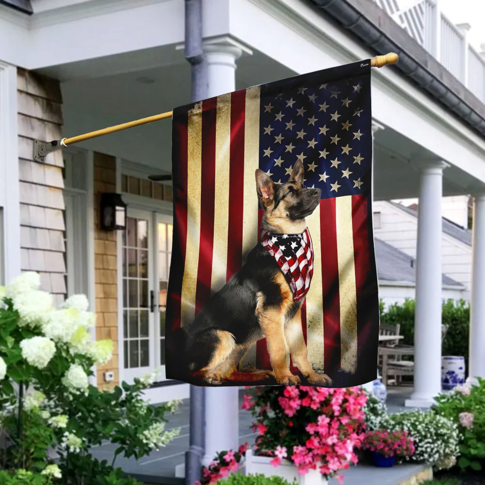 German Shepherd American Flag 3-Day Shipping