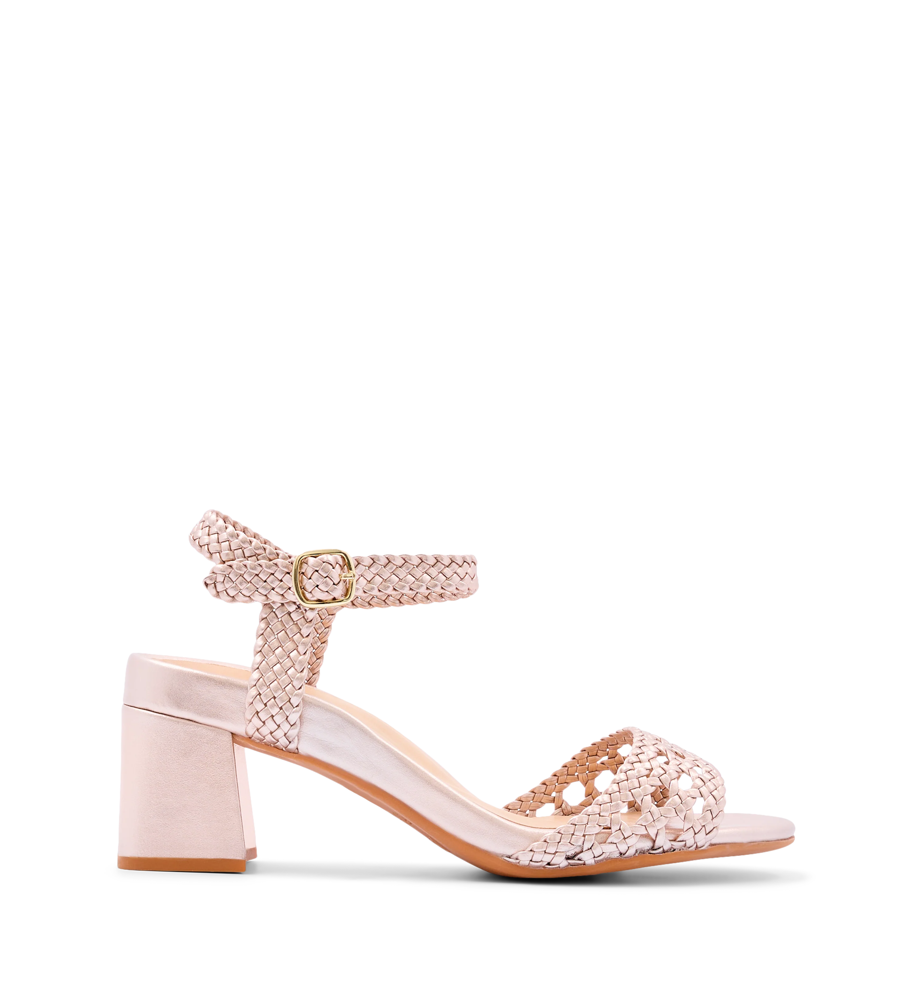 Geomalia Rose Gold Leather Low Heels