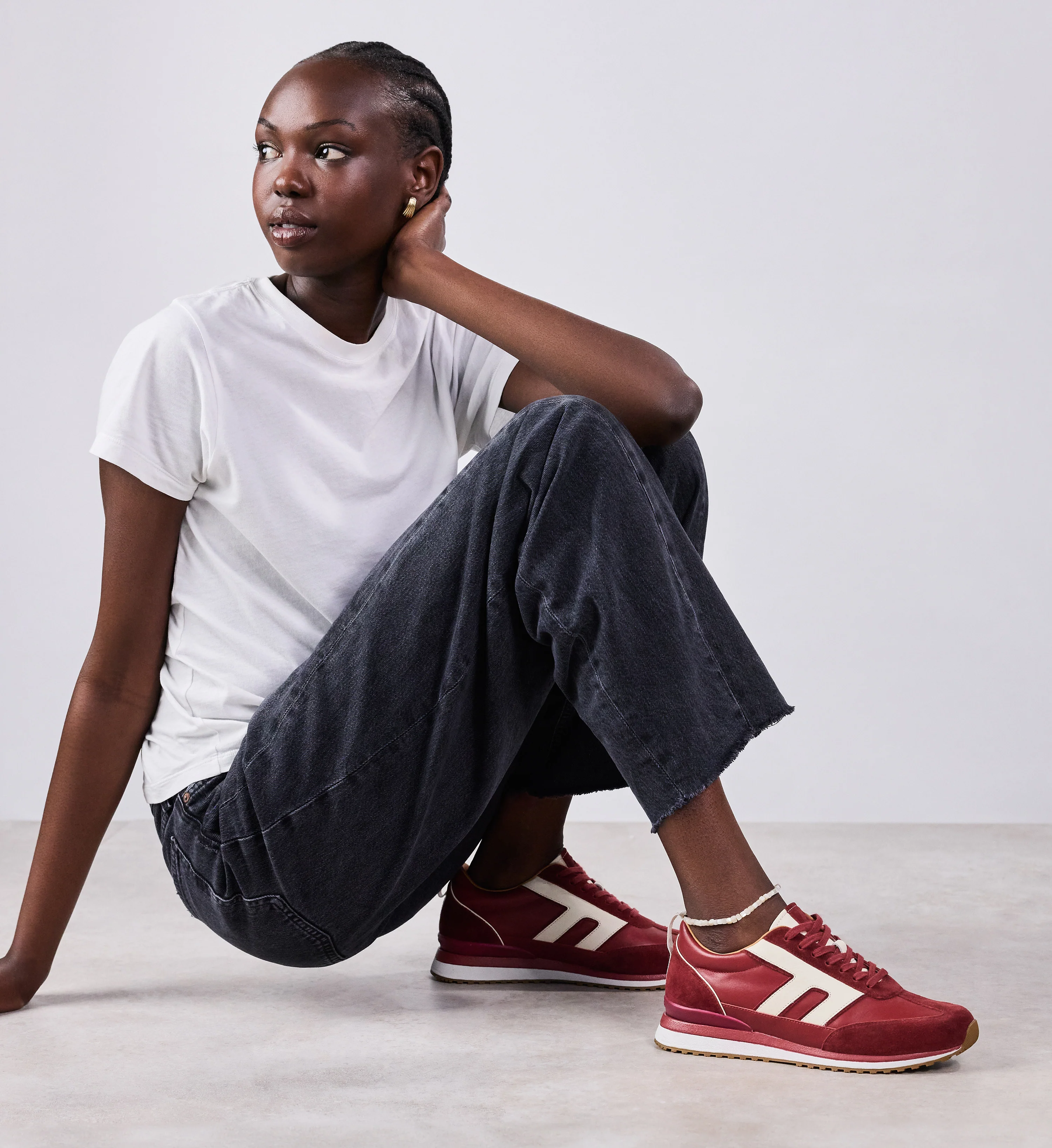 Stork Red Leather & Suede Sneakers