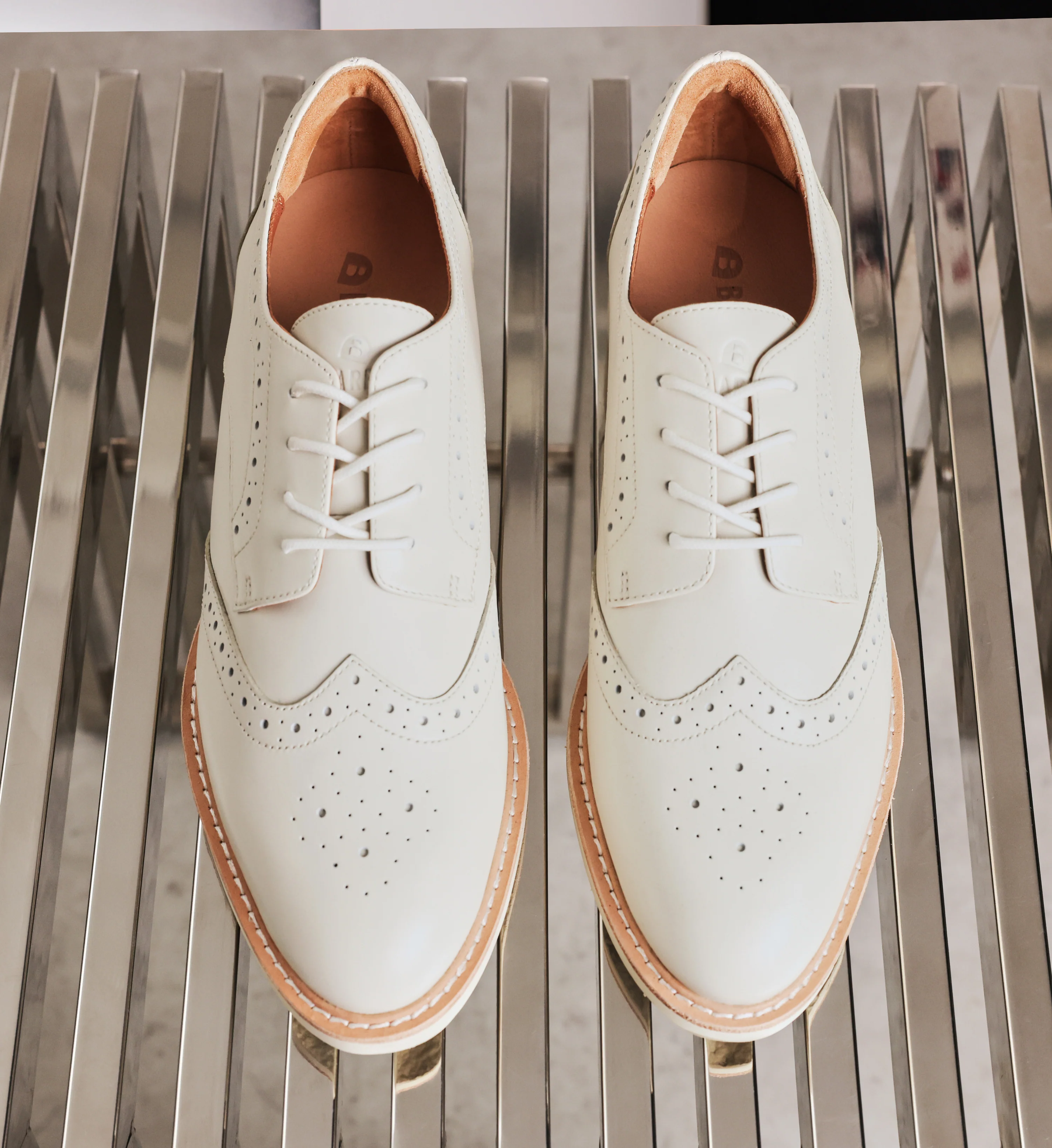 Astrapia Ecru Leather Lace Up Flats