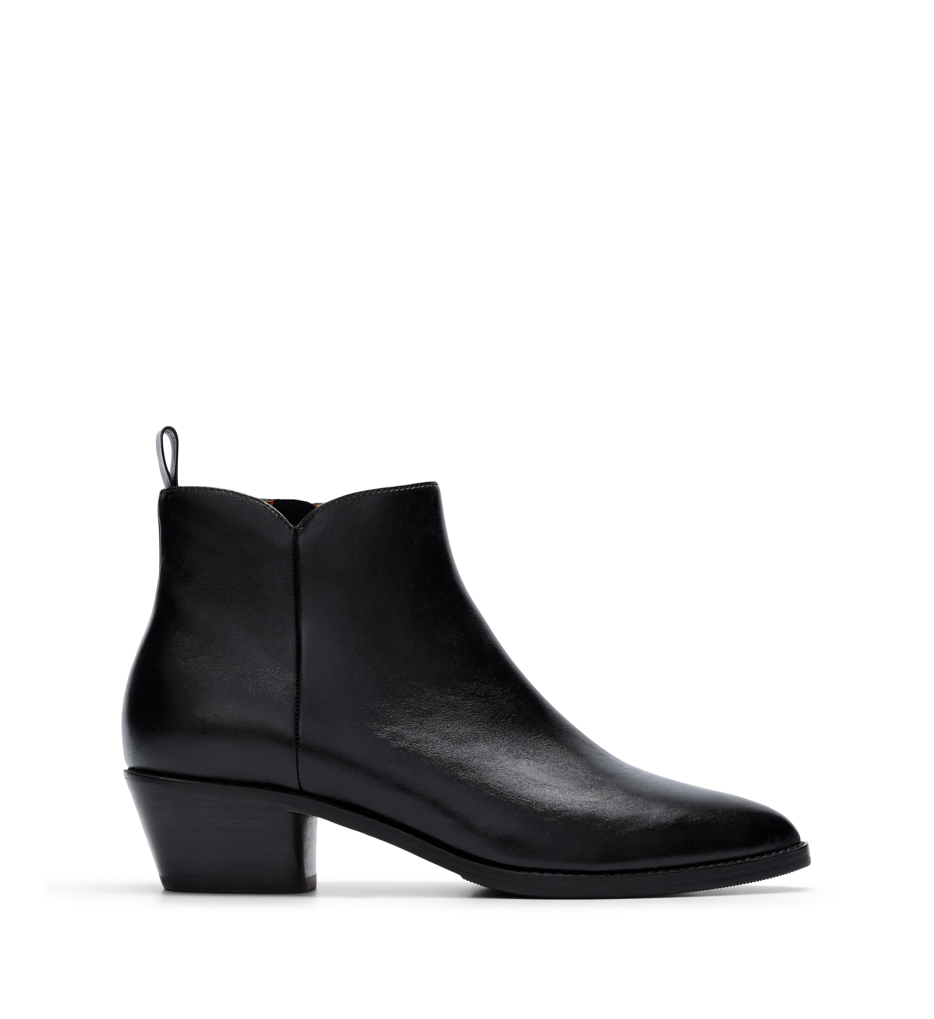 Awlbill Black Leather Heeled Boots