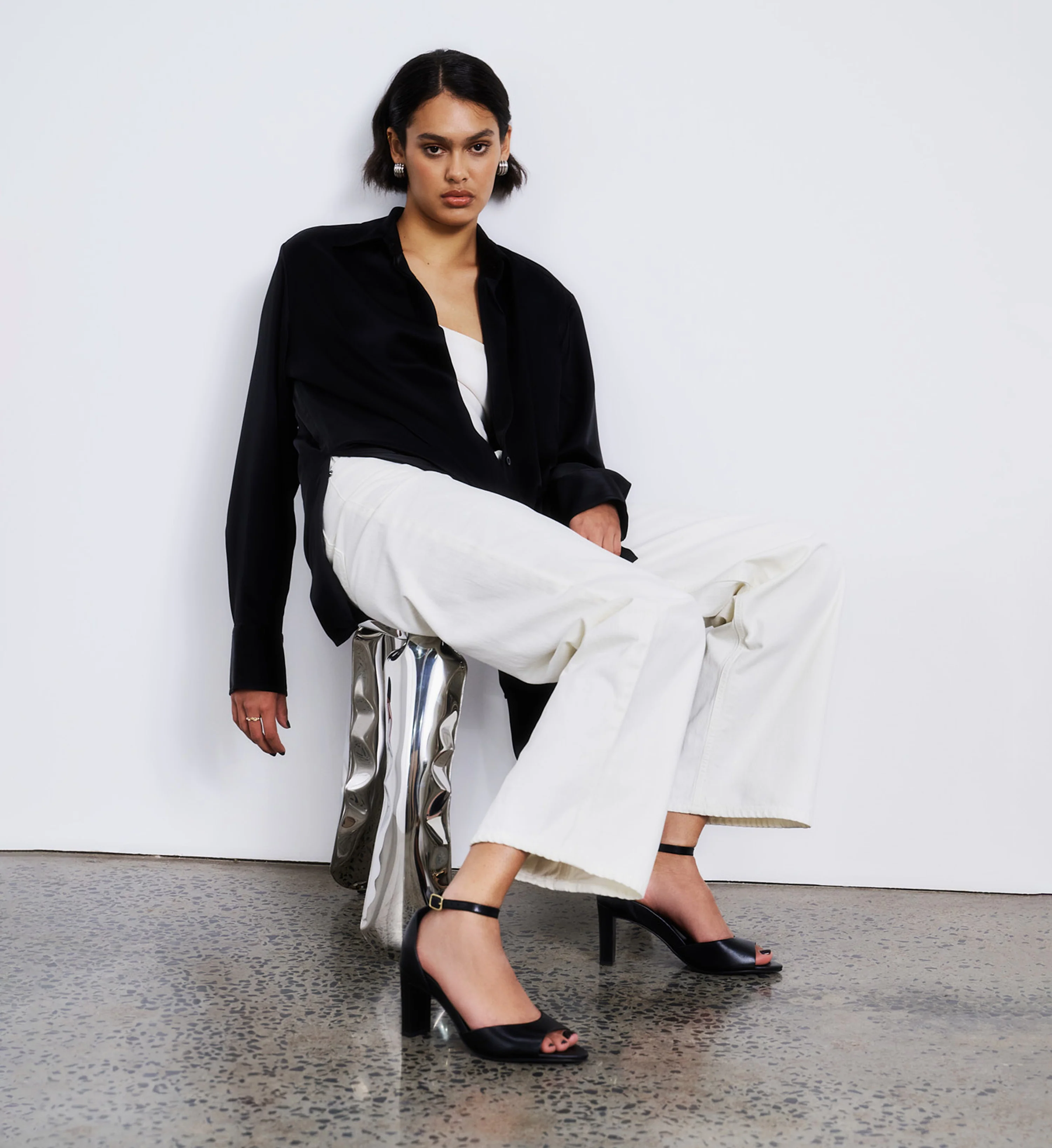 Falconet Black Leather High Heels