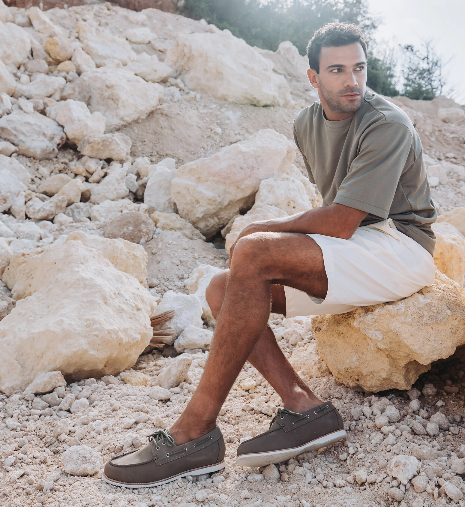 Polonium Charcoal Nubuck Boat Shoes