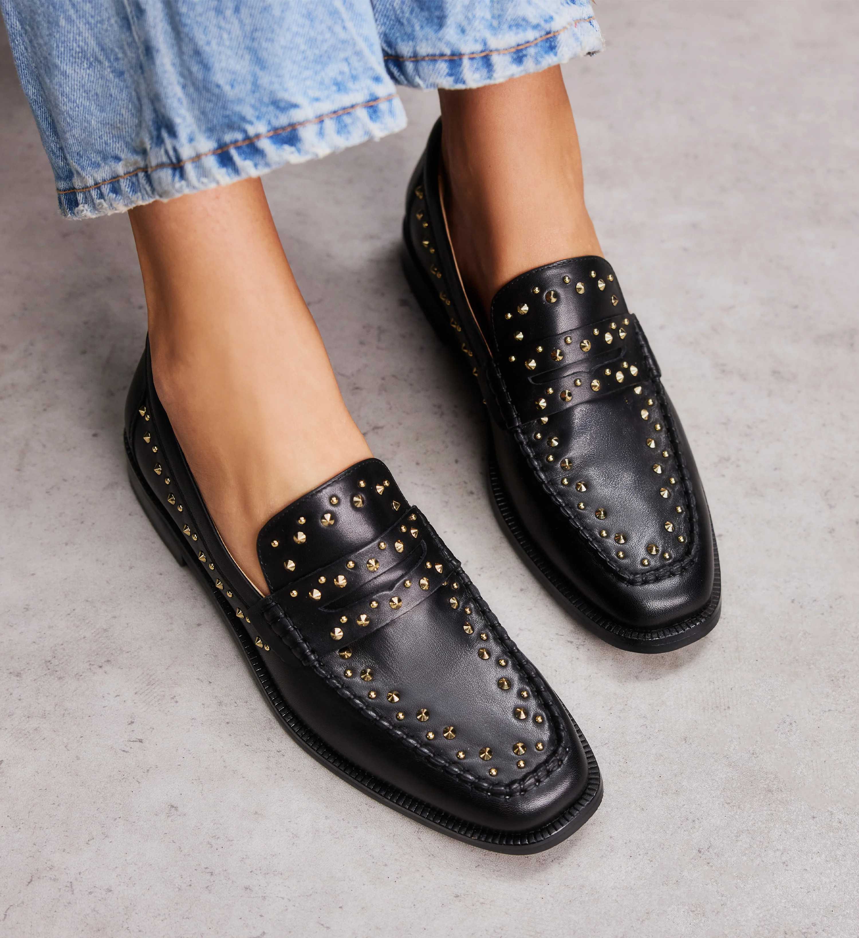 Maleo Black Leather & Hardware Loafers