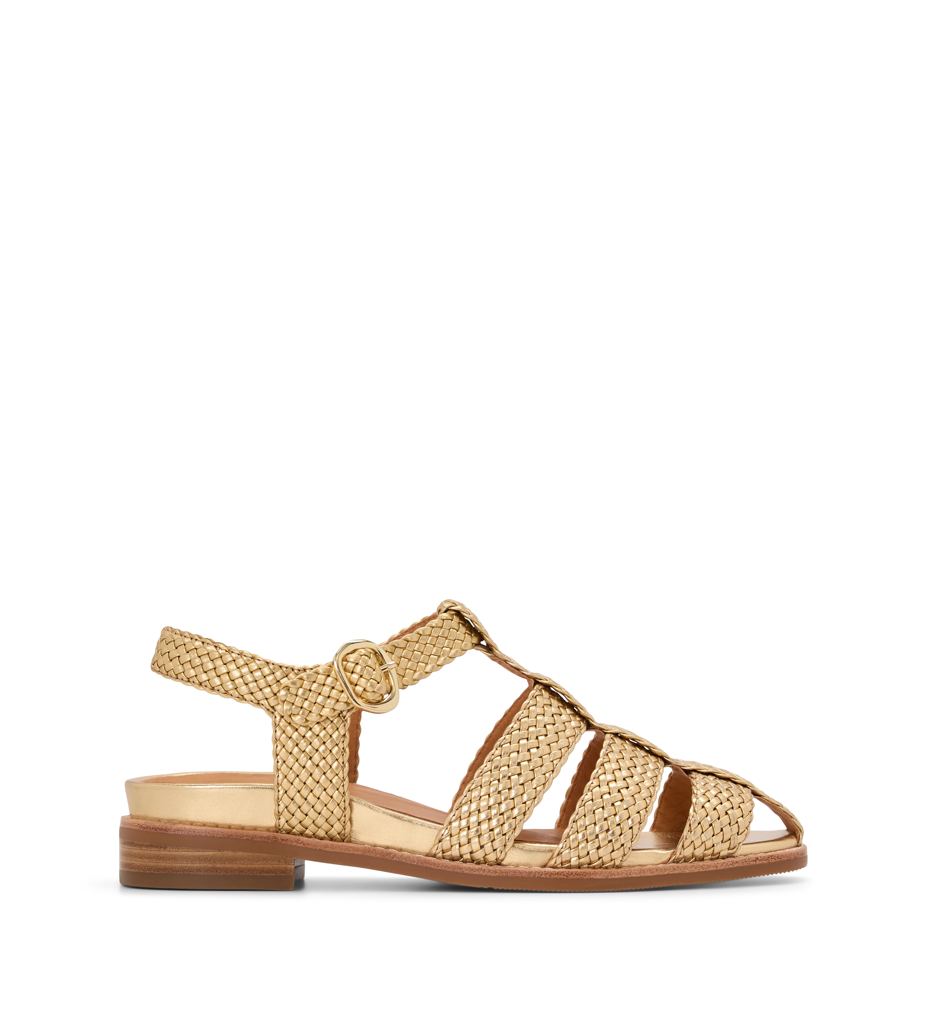 Kookaburra Gold Woven Leather Casual Flats