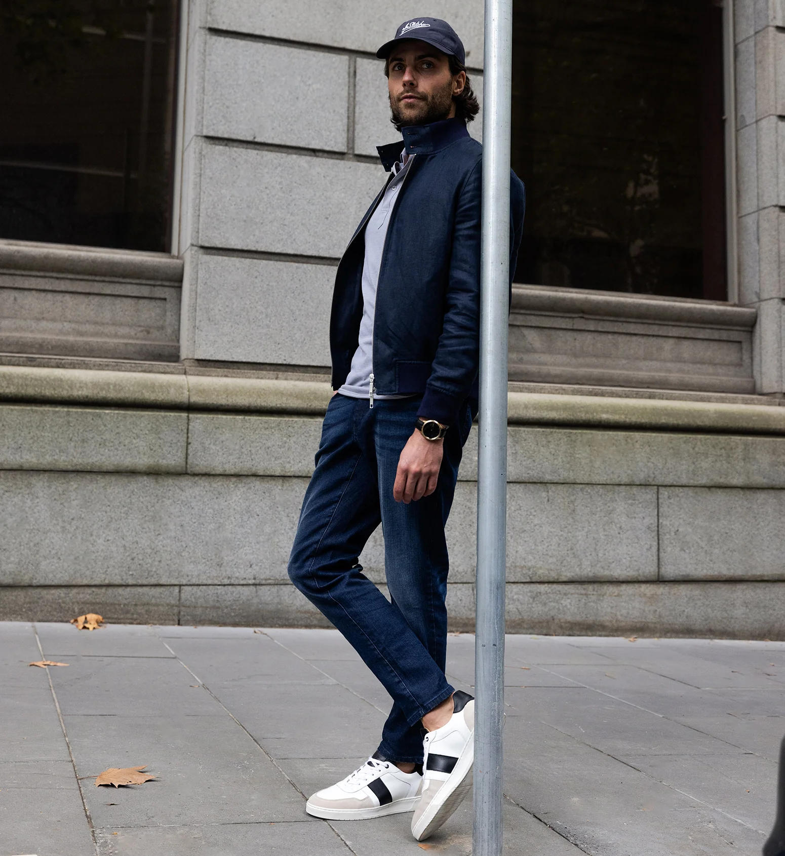 Caesium White & Black Leather Sneakers