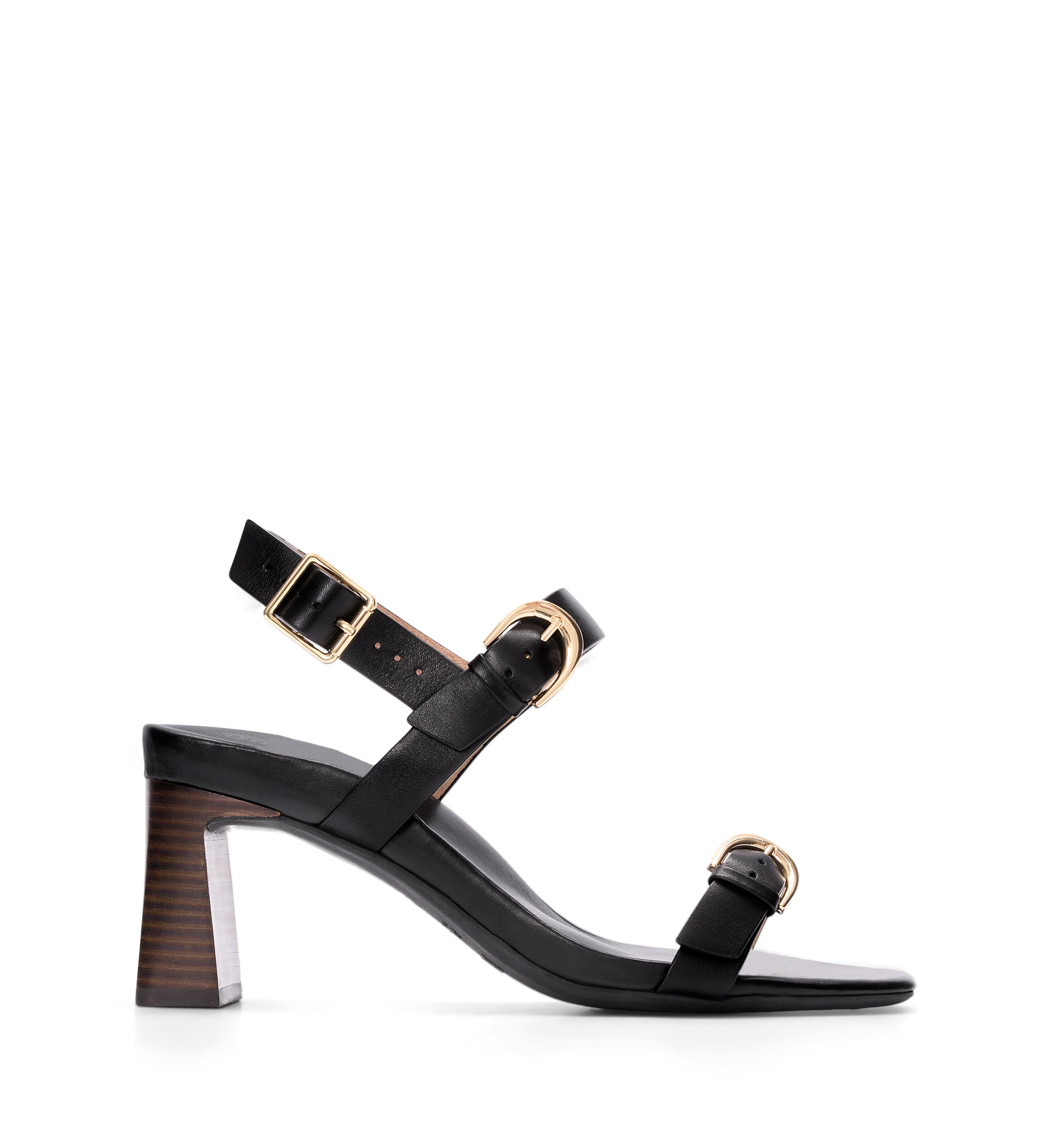 Vidua Black Leather Casual Heels