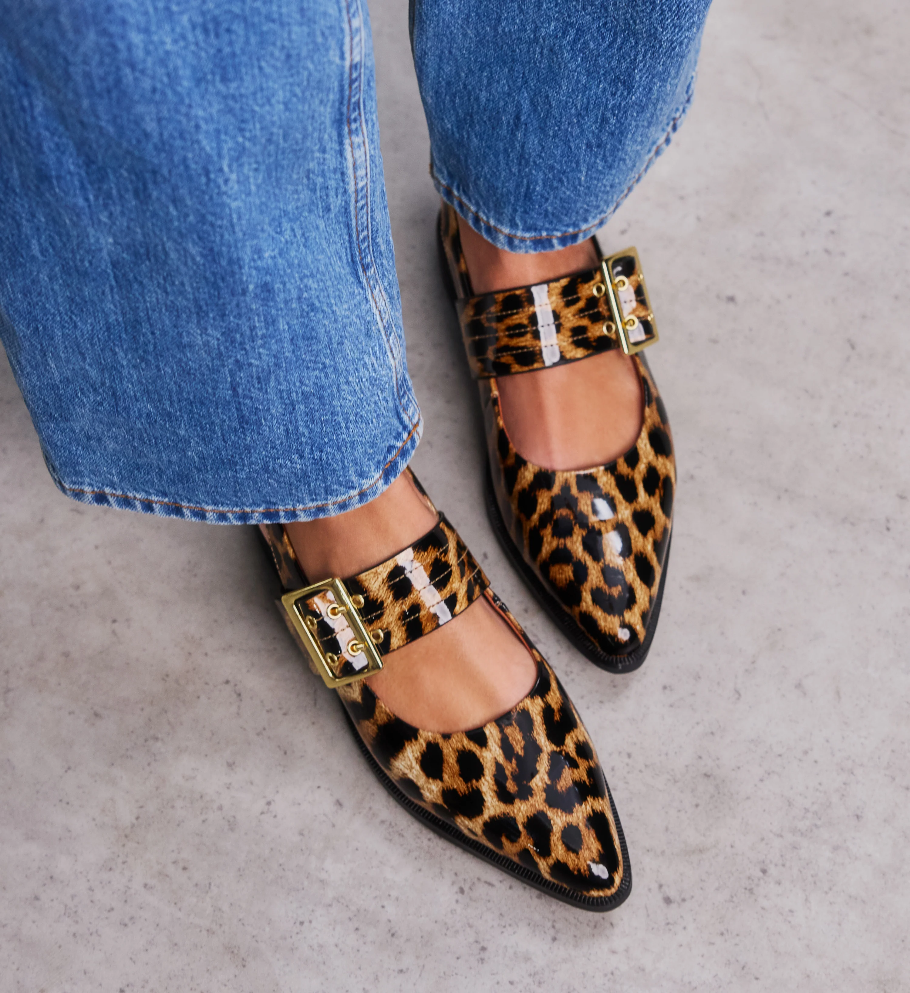 Sunbeam Leopard Patent Leather Flats
