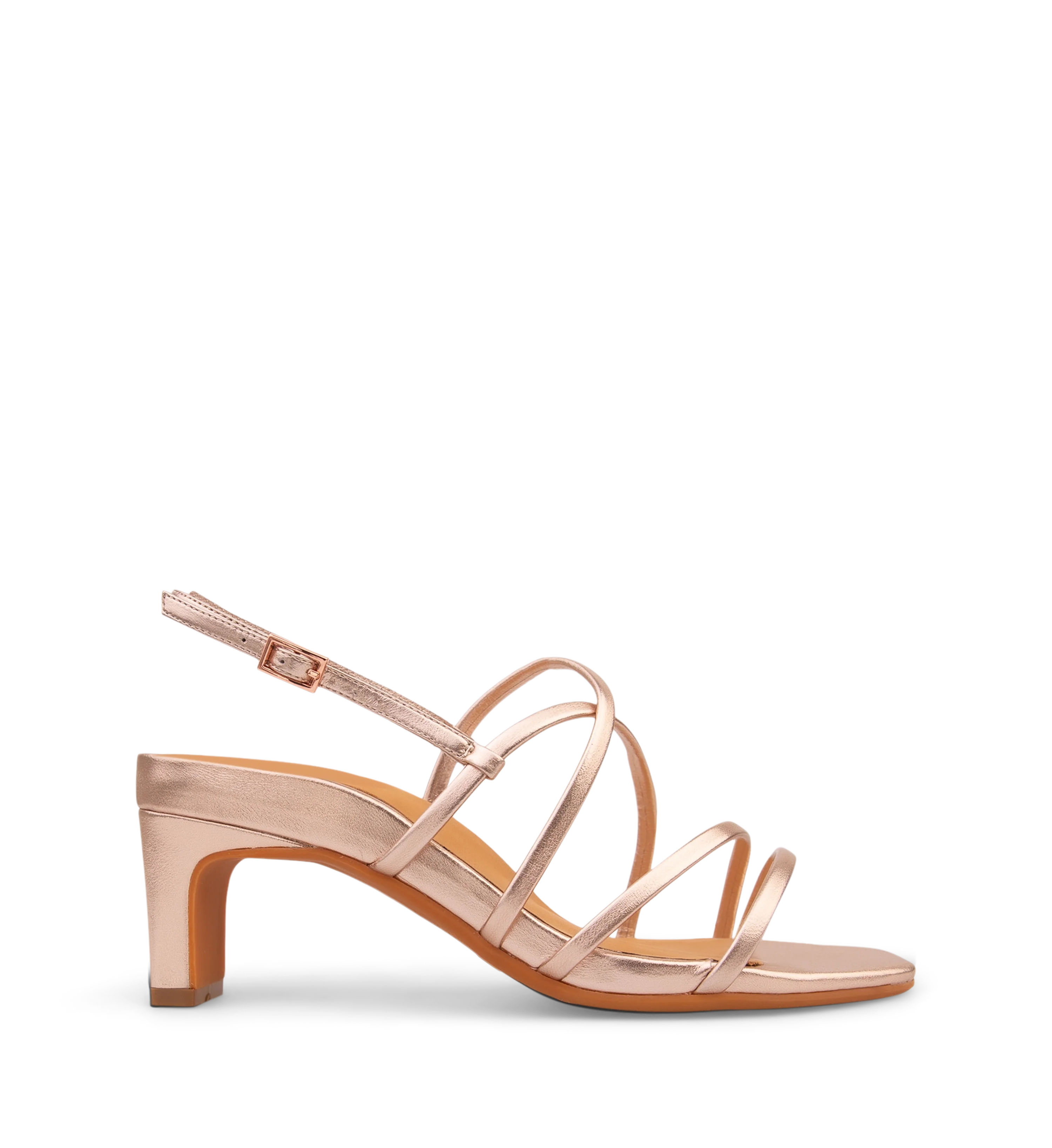 Sapayoa Rose Gold Metallic Leather Low Heels