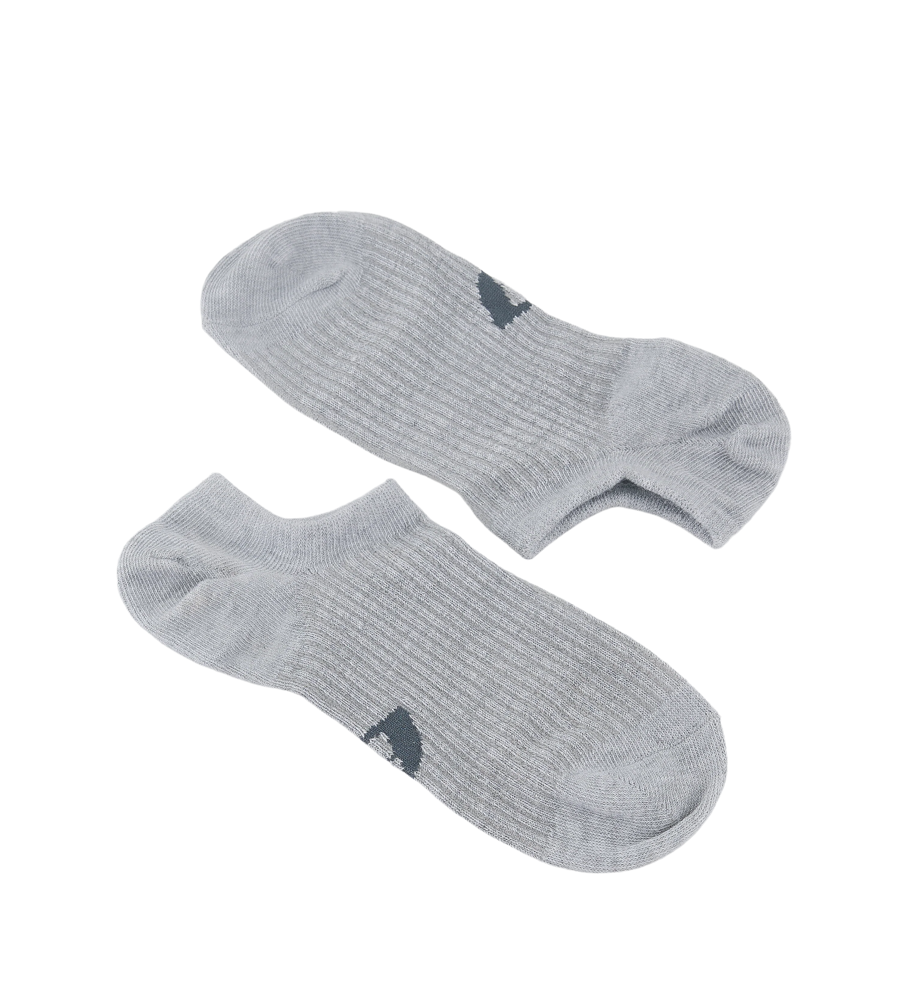 Womens Invisible Socks 3pk Grey Marle Cotton Blend