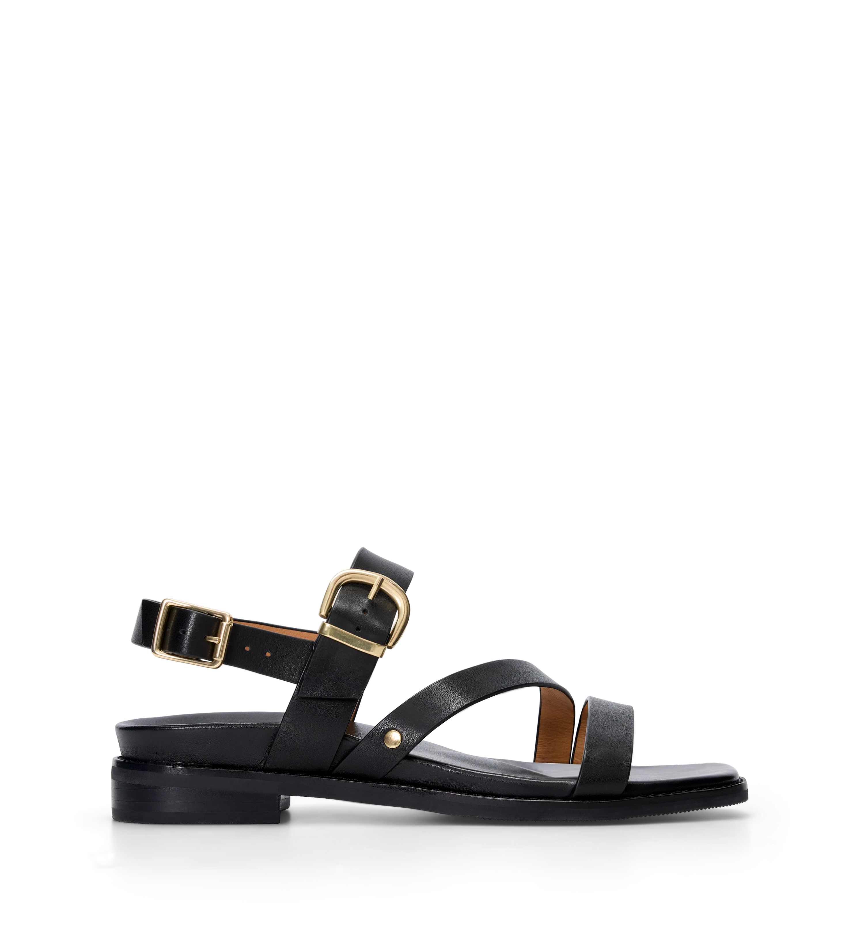 Trumpeter Black Leather Sandals
