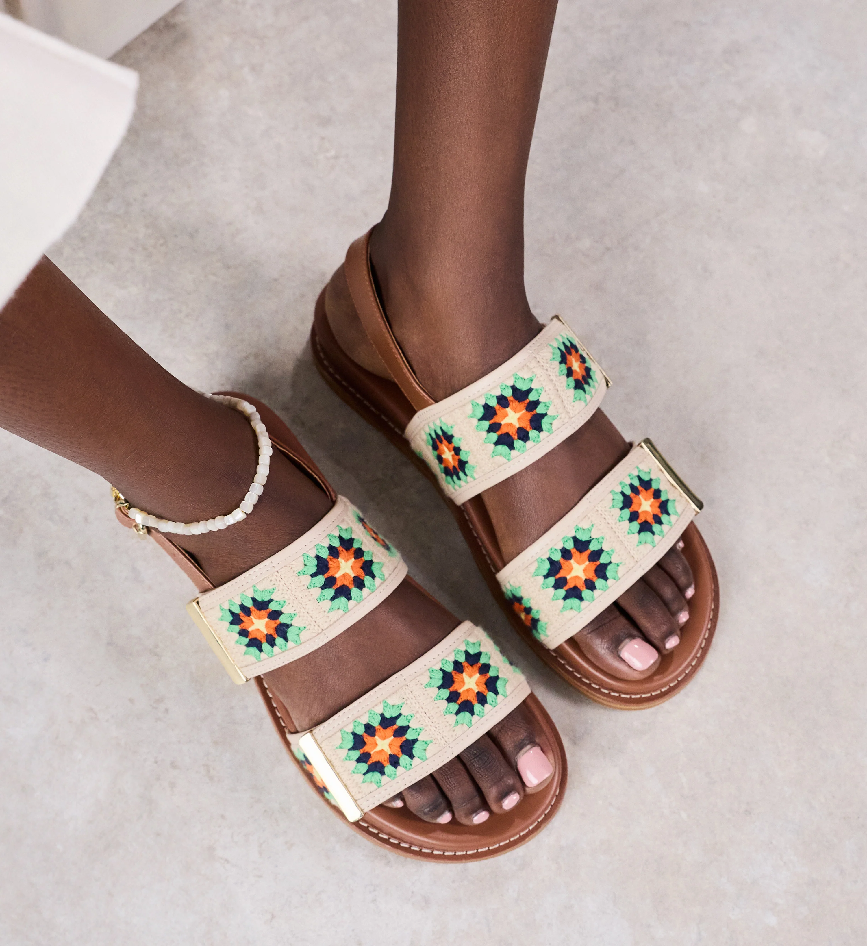 Goura Spring Green Crochet & Hardware Chunky Sandals