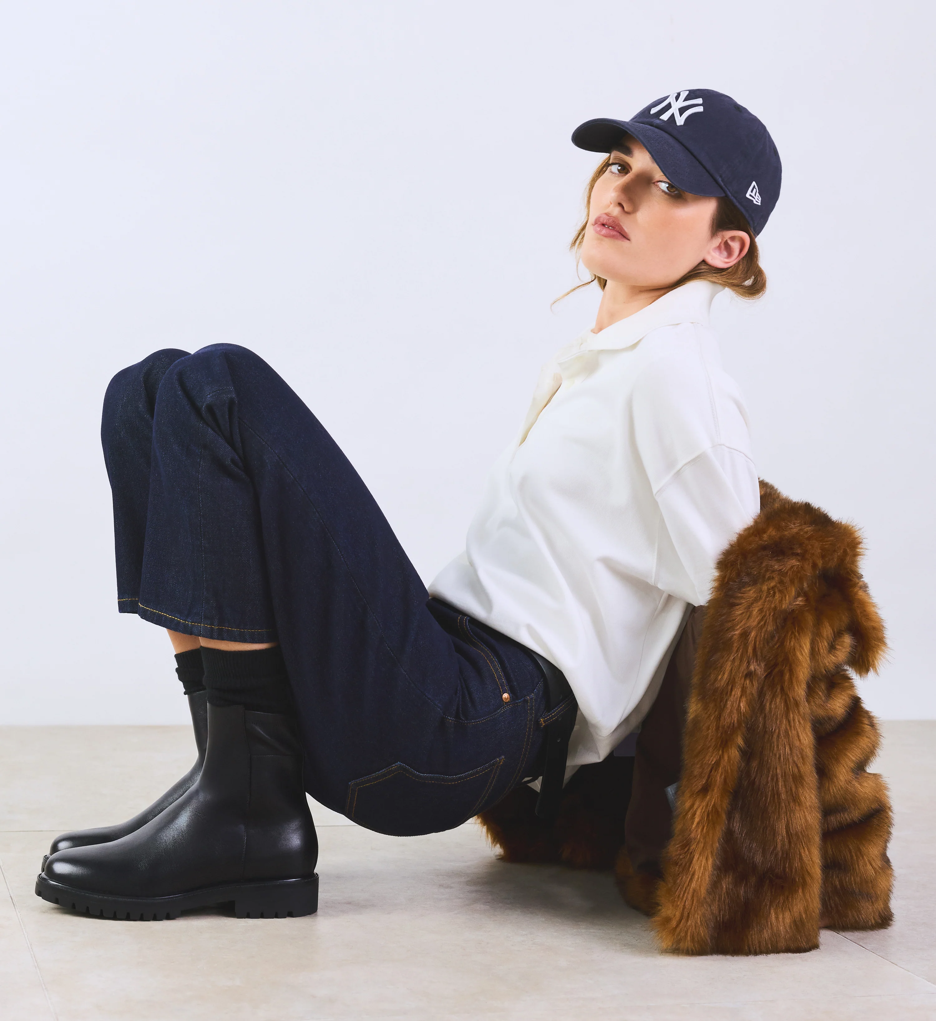 Fieldfare Black Leather Flat Boots