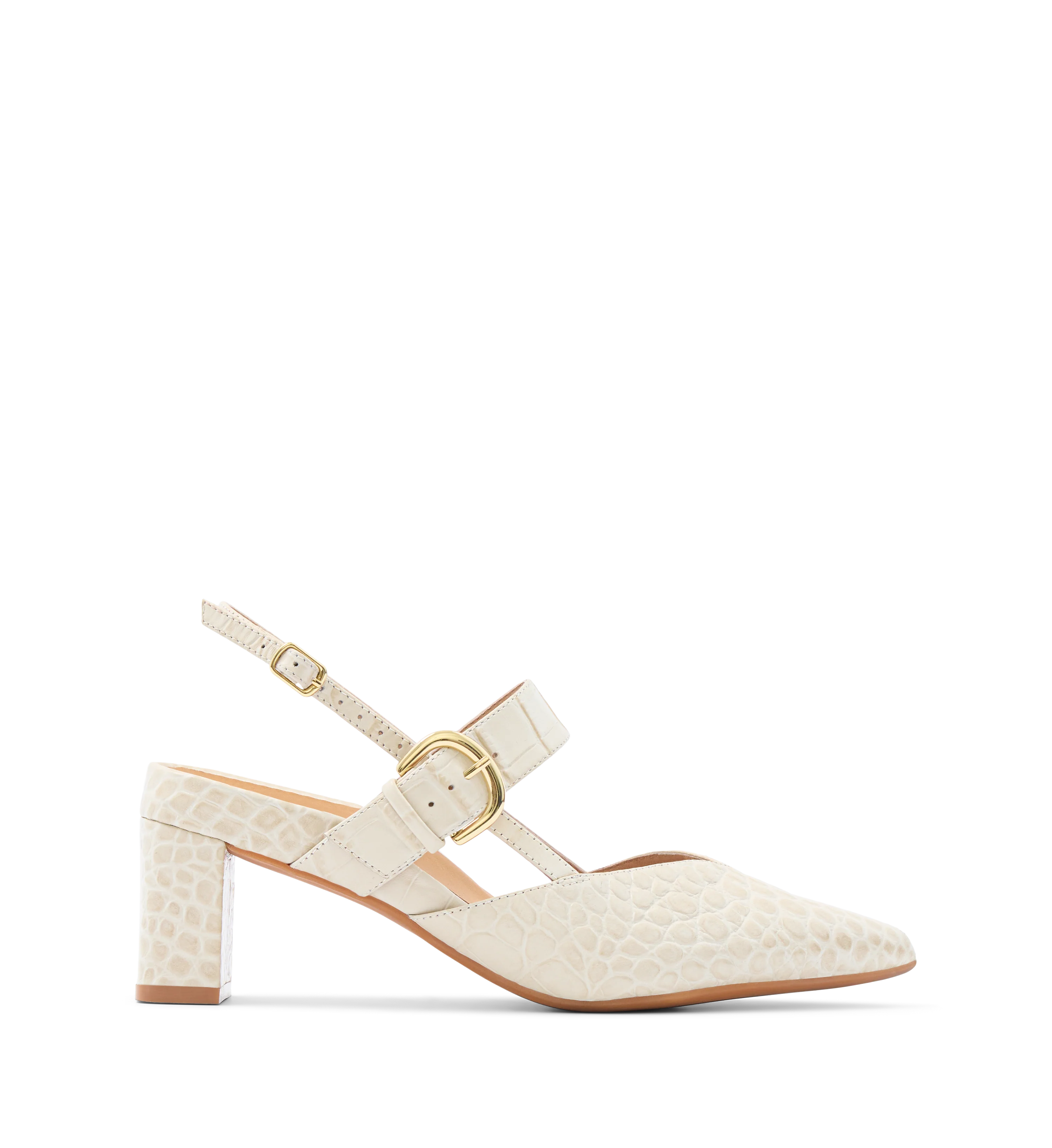 Lancebill Chai Croc Emboss Leather Low Heels