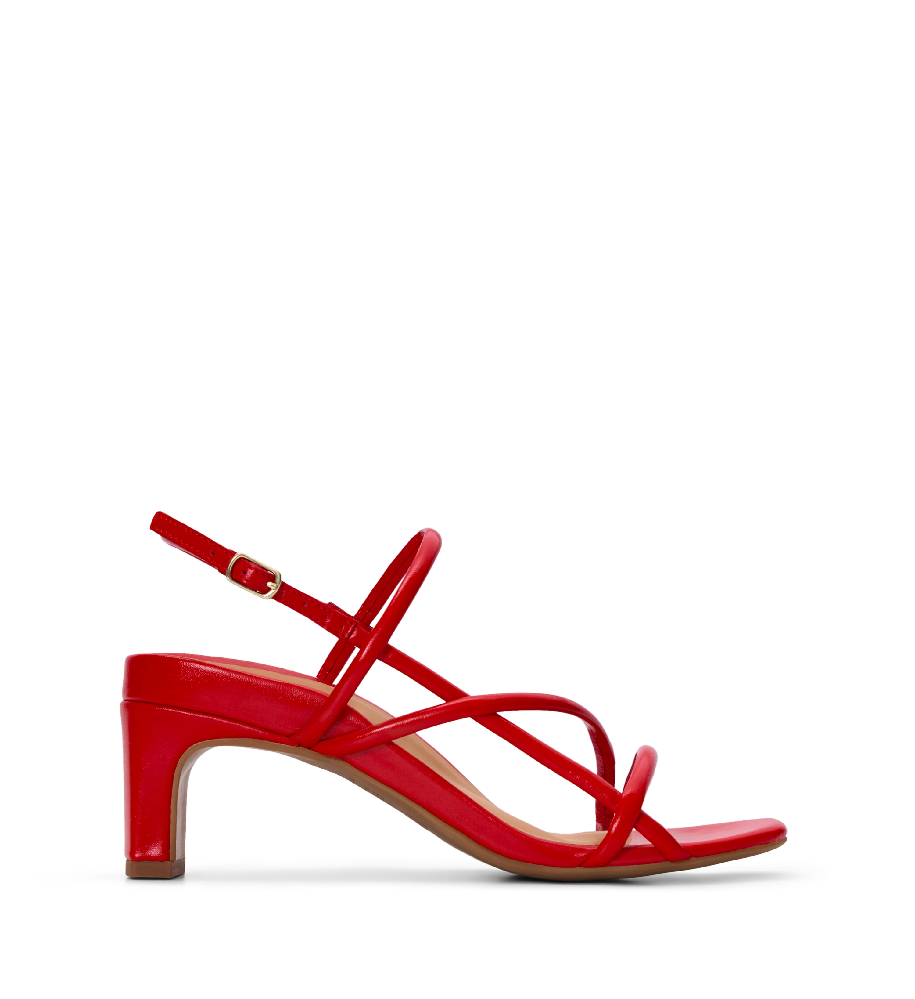 Towhee Poppy Red Leather Low Heels