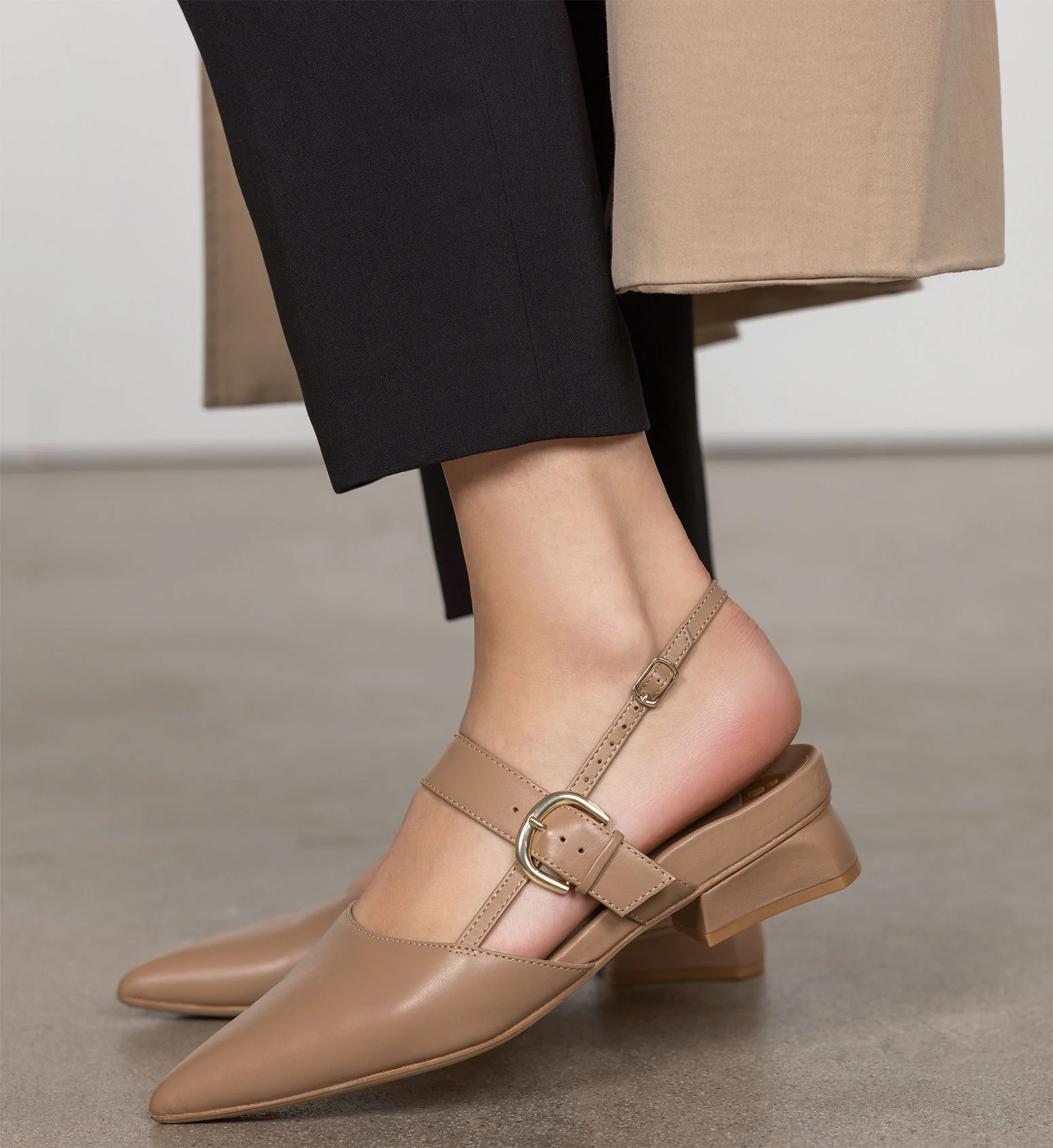 Eider Taupe Leather Flats