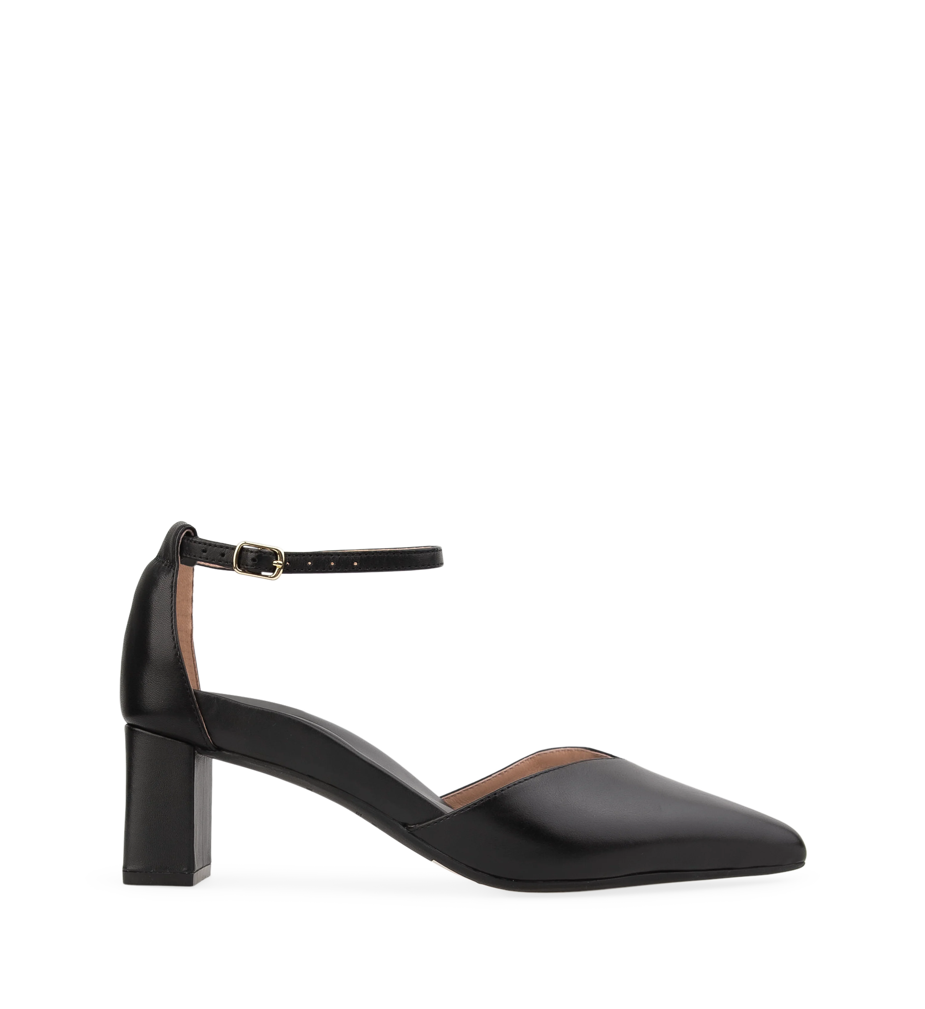 Buteo Black Leather Low Heels