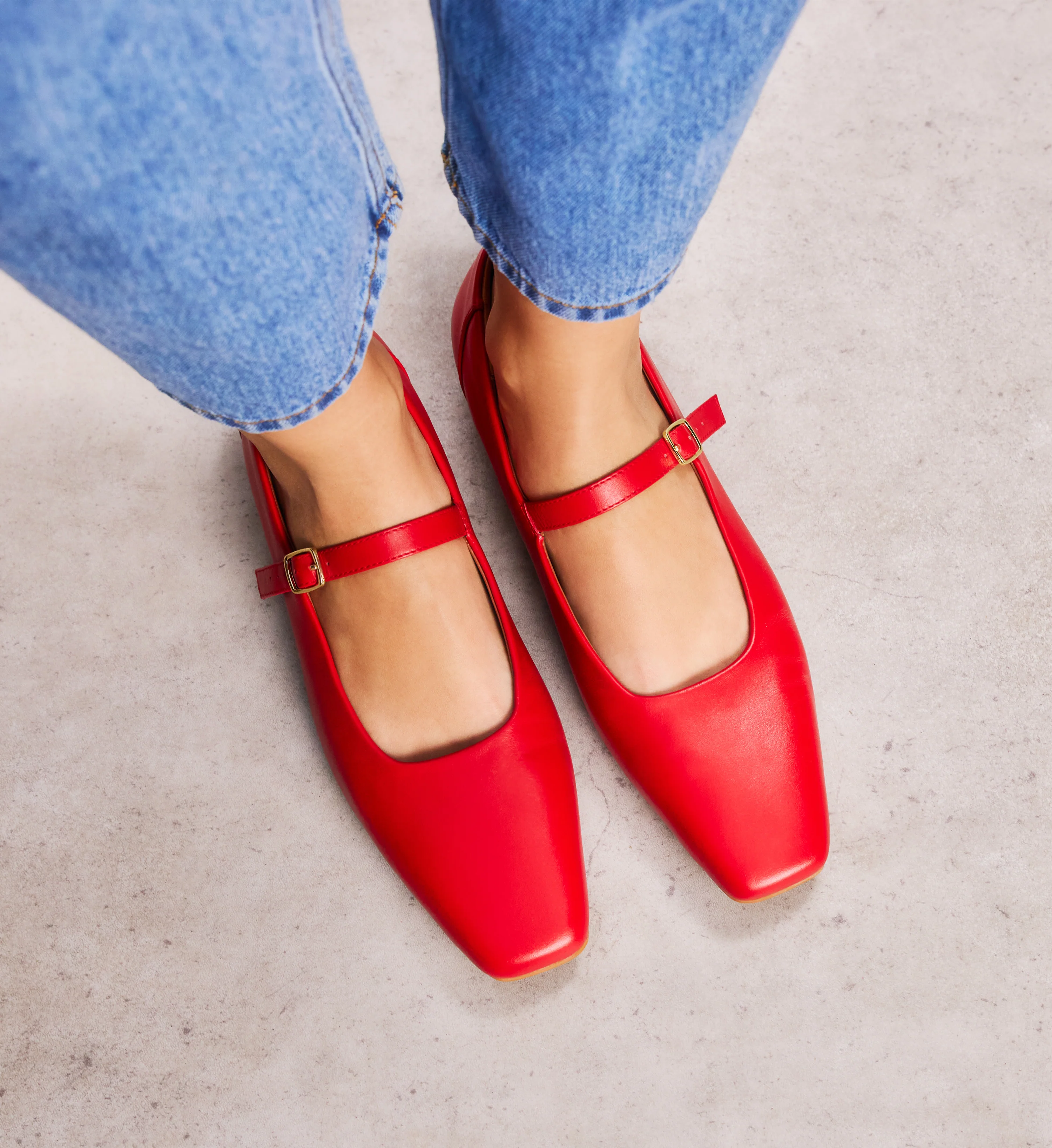 Turtur Lipstick Red Leather Ballet Flats