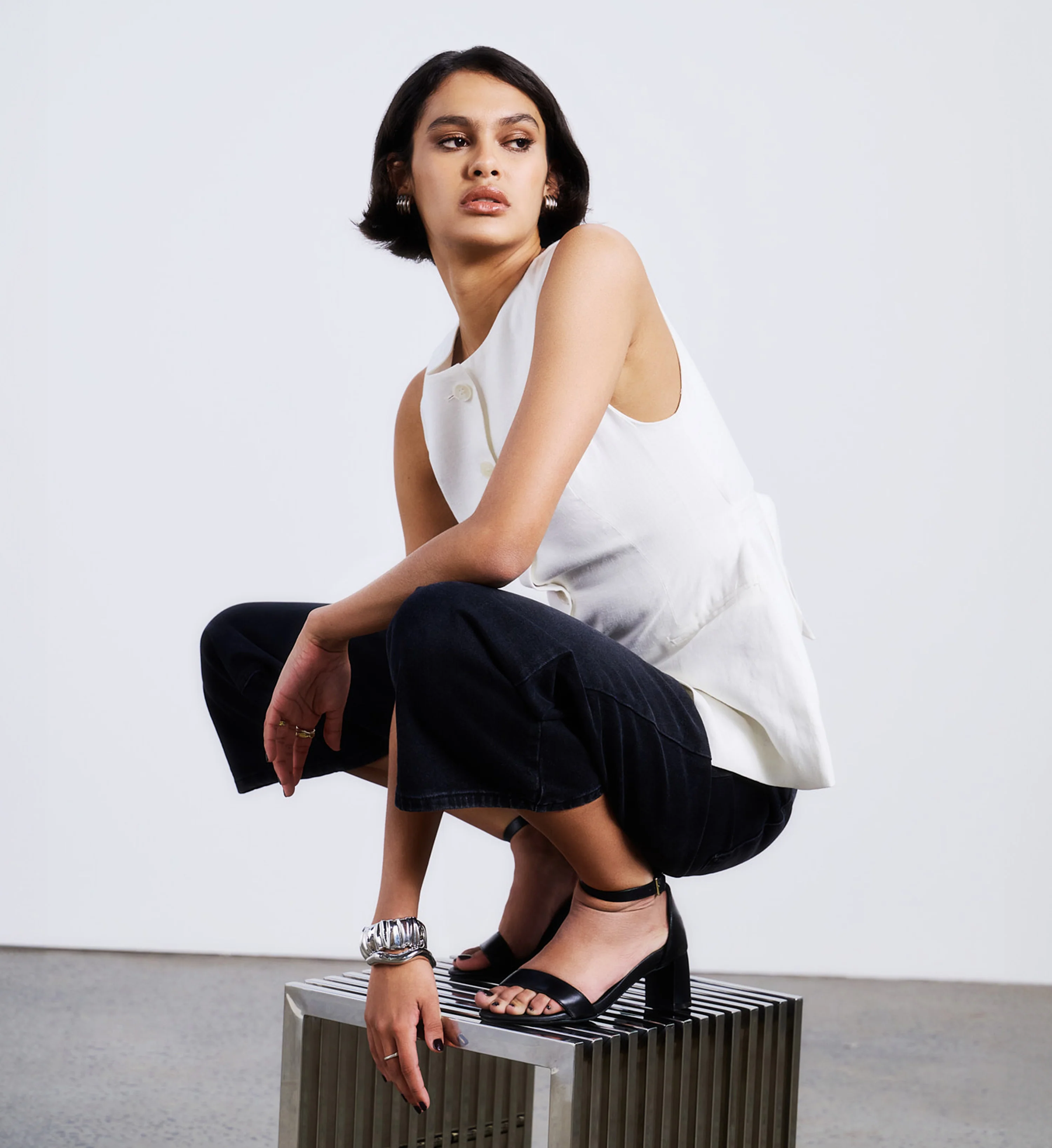 Coracia Black Leather Low Heels