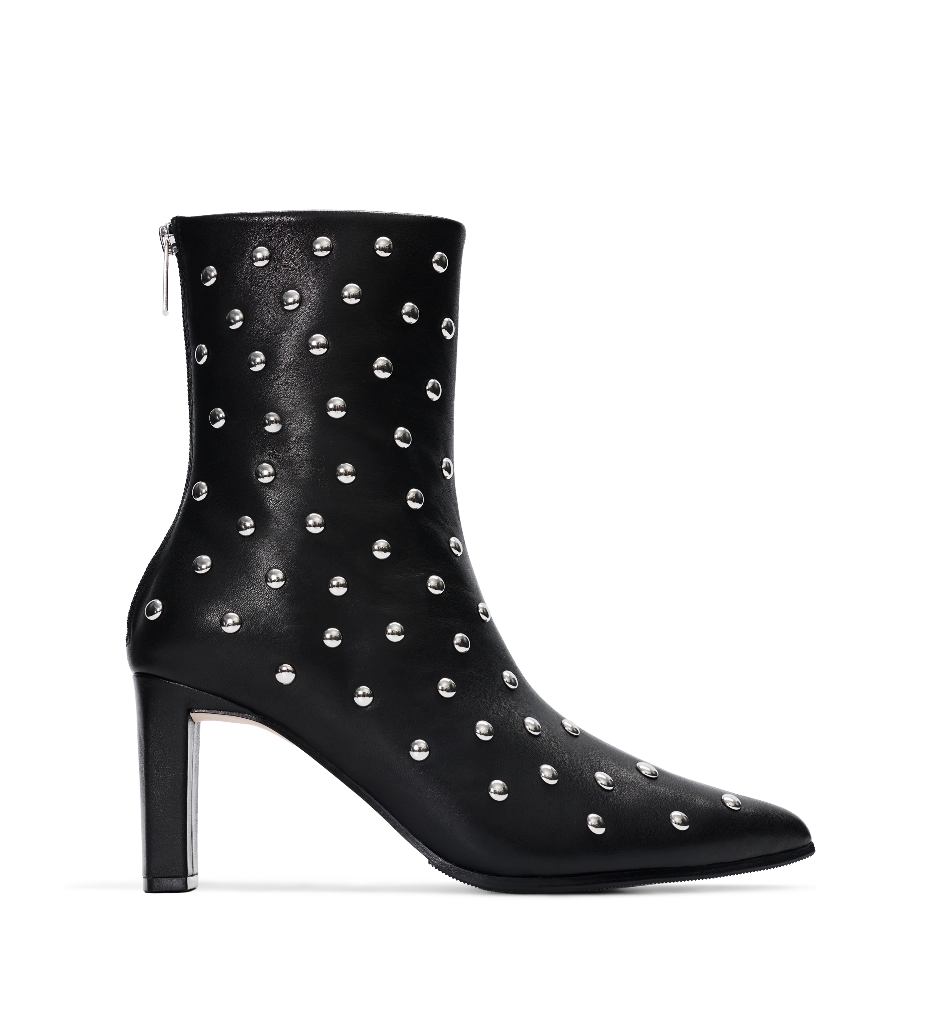 Mino Black Leather & Hardware Heeled Boots