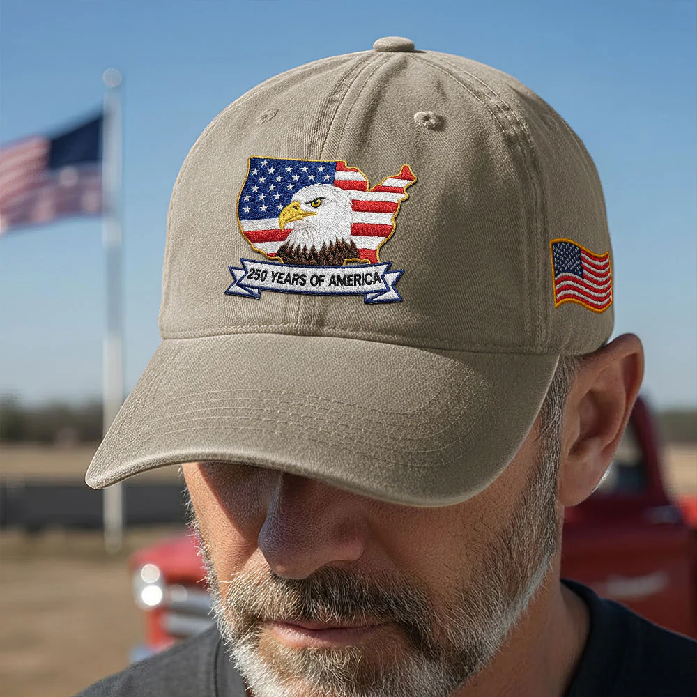 250 Years America Independence Patriot Washed Cap Embroidered Eagle Flag