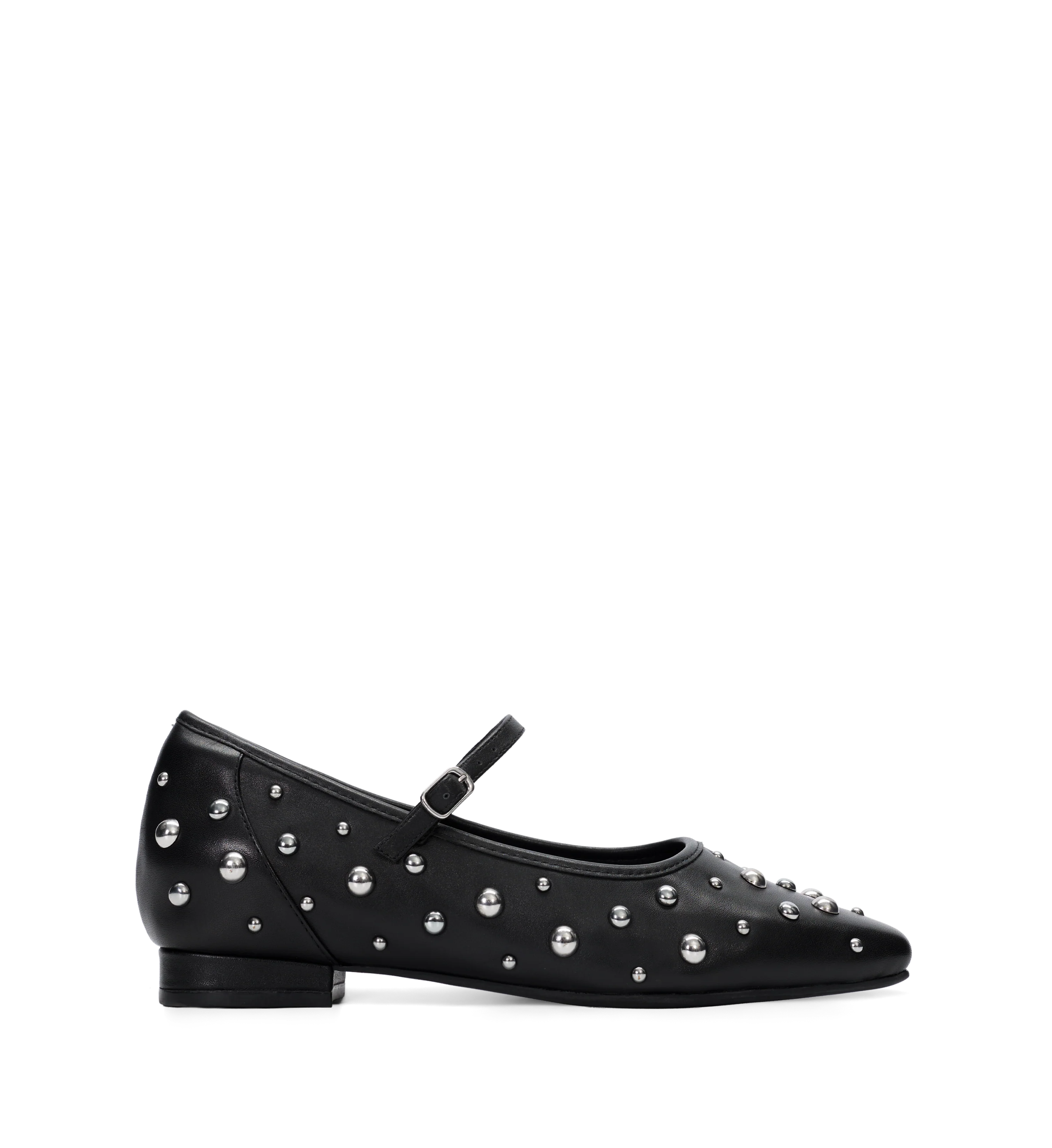 Surfbird Black Leather & Hardware Ballet Flats