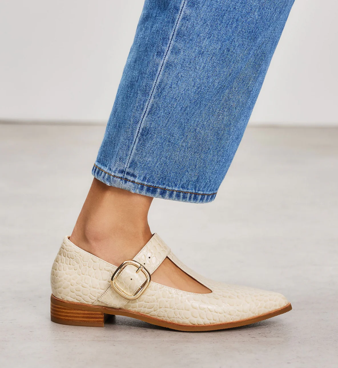 Flameback Chai Croc Emboss Leather Ballet Flats
