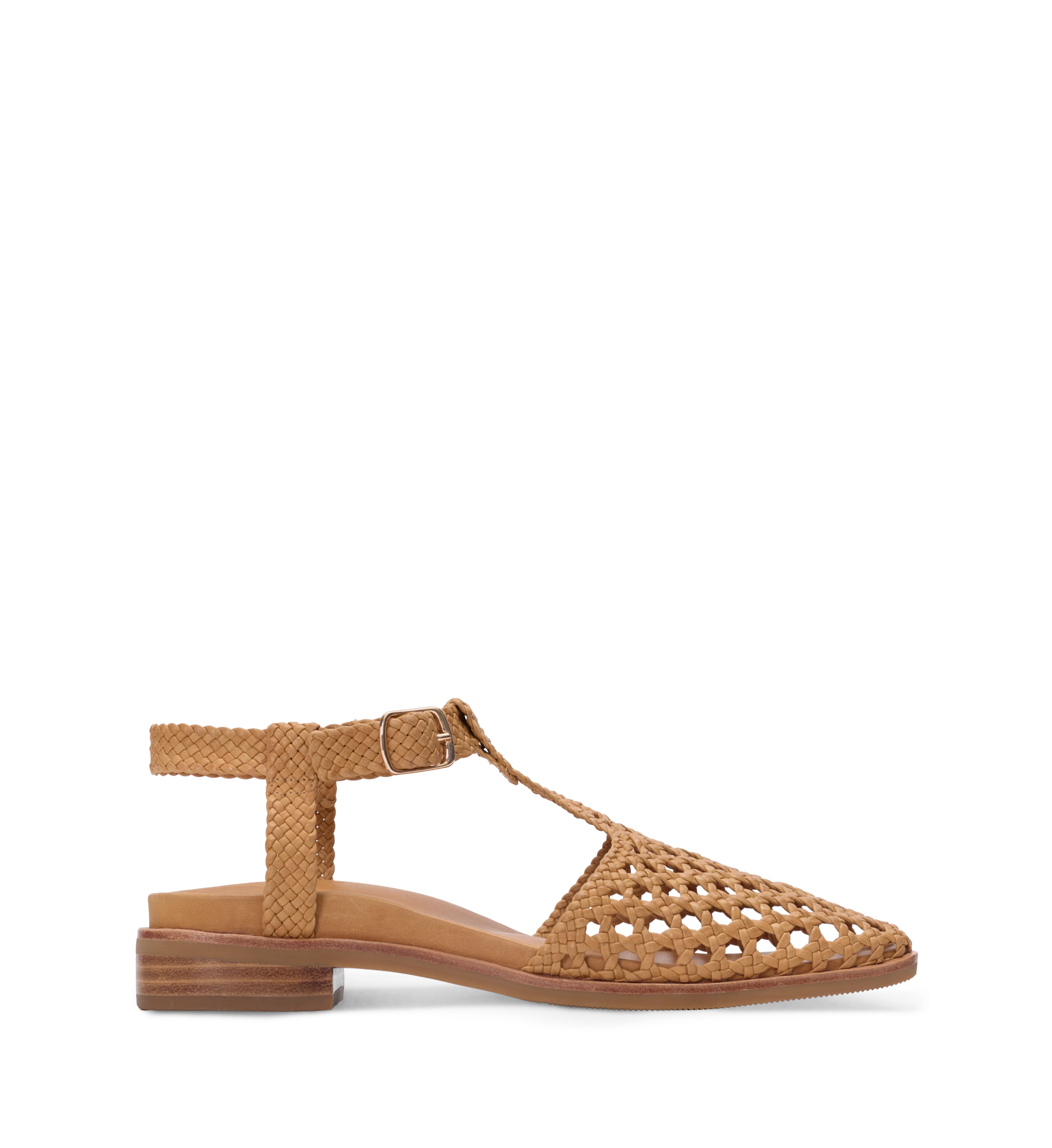 Budgie Light Tan Woven Leather Casual Flats