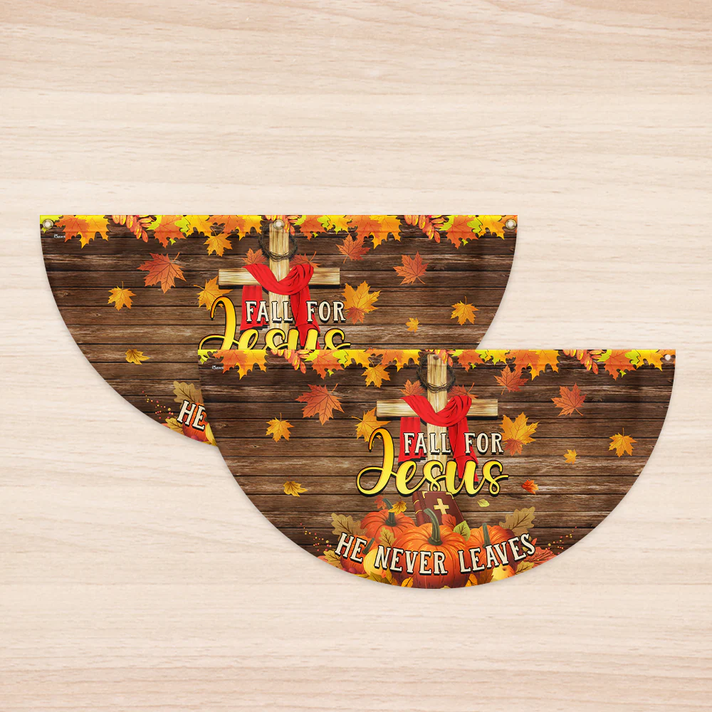 Fall For Jesus He Never Leaves Thanksgiving Halloween Pumpkins Fall Non-Pleated Fan Flag