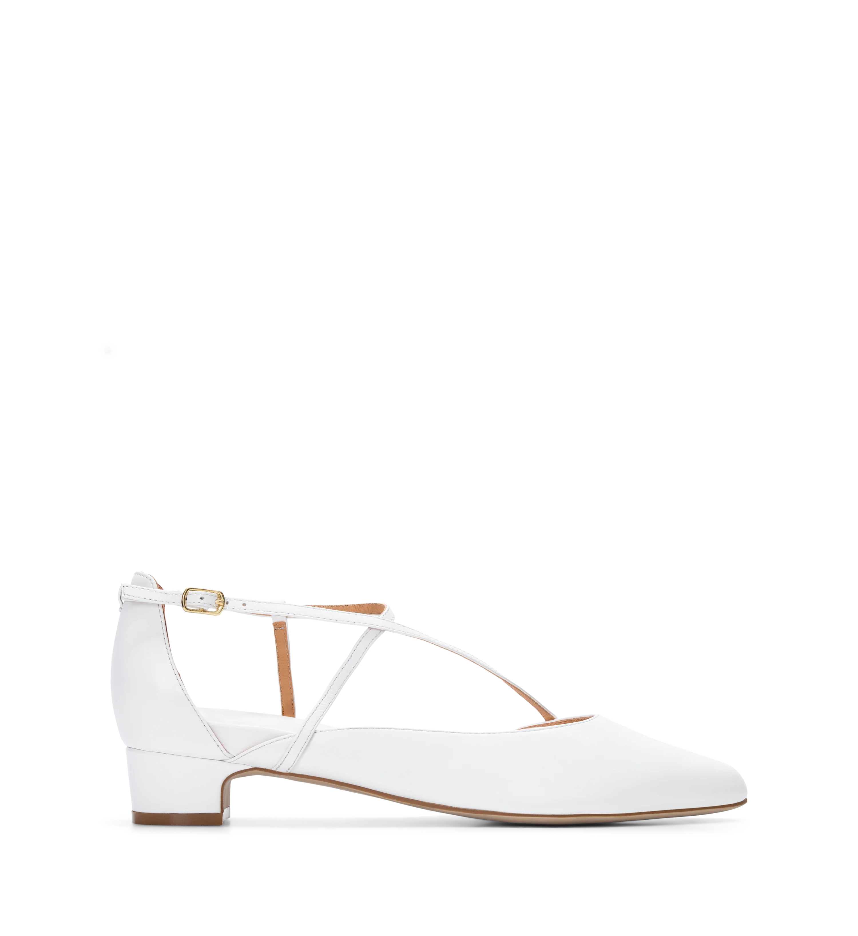 Skylark White Leather Corporate Flats