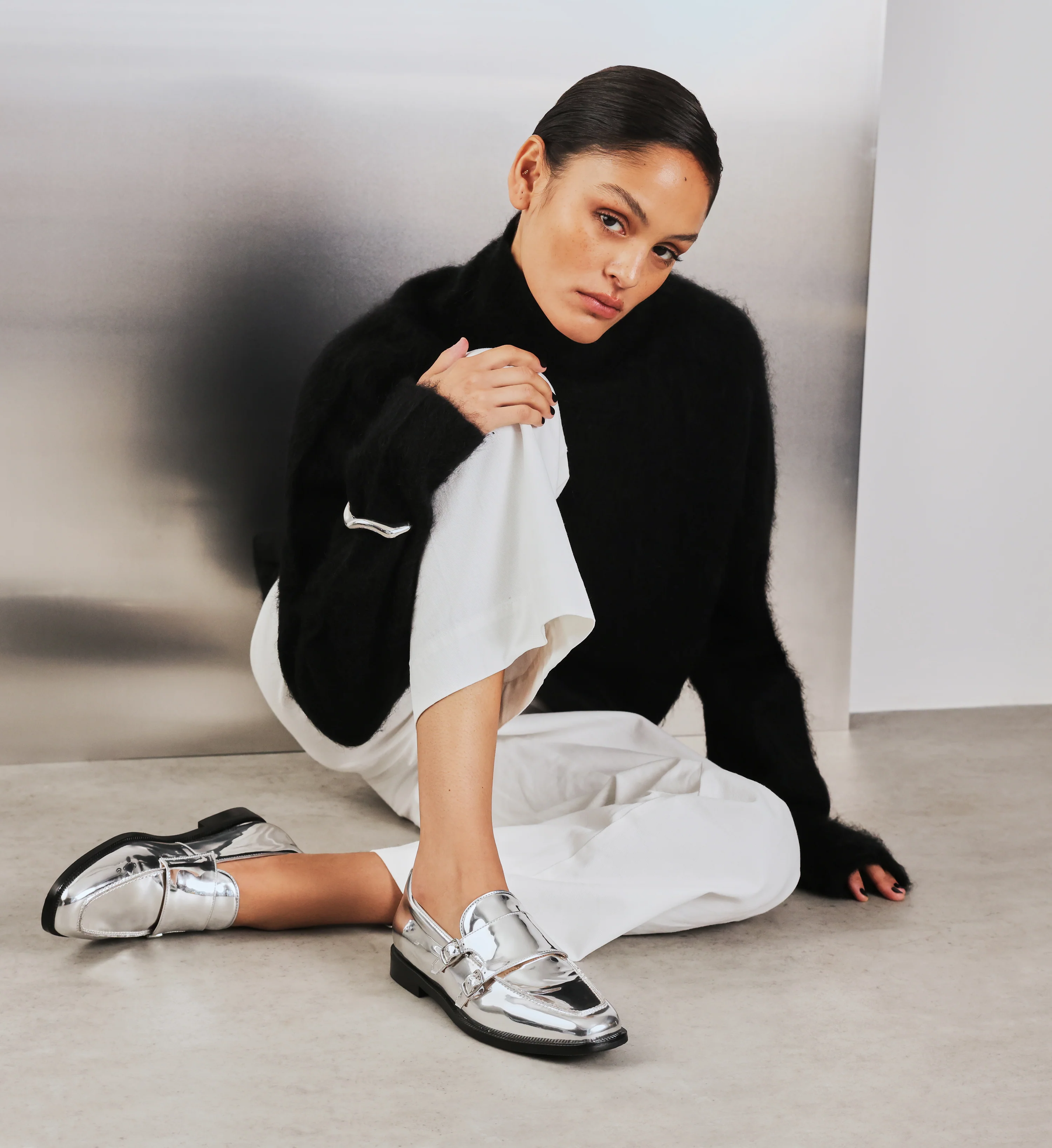 Owl Silver Patent Leather Monks