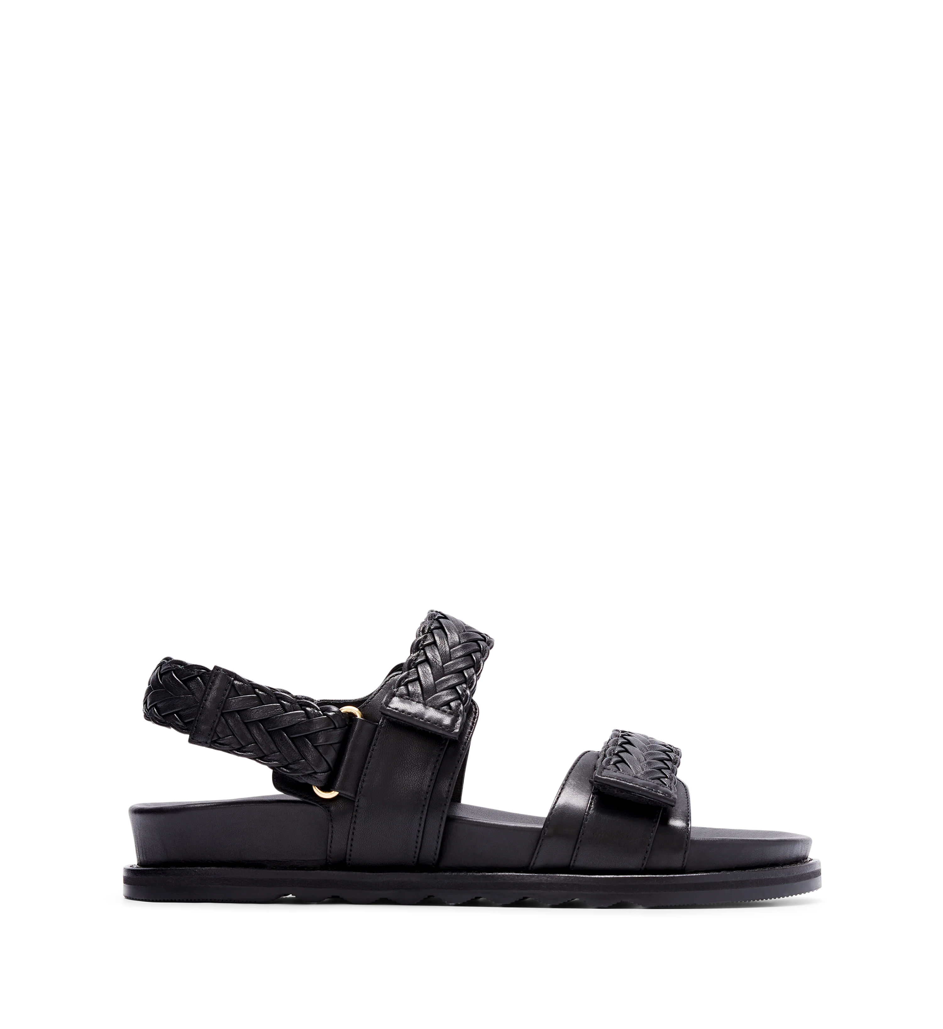 Cygnet Black Leather Chunky Sandals