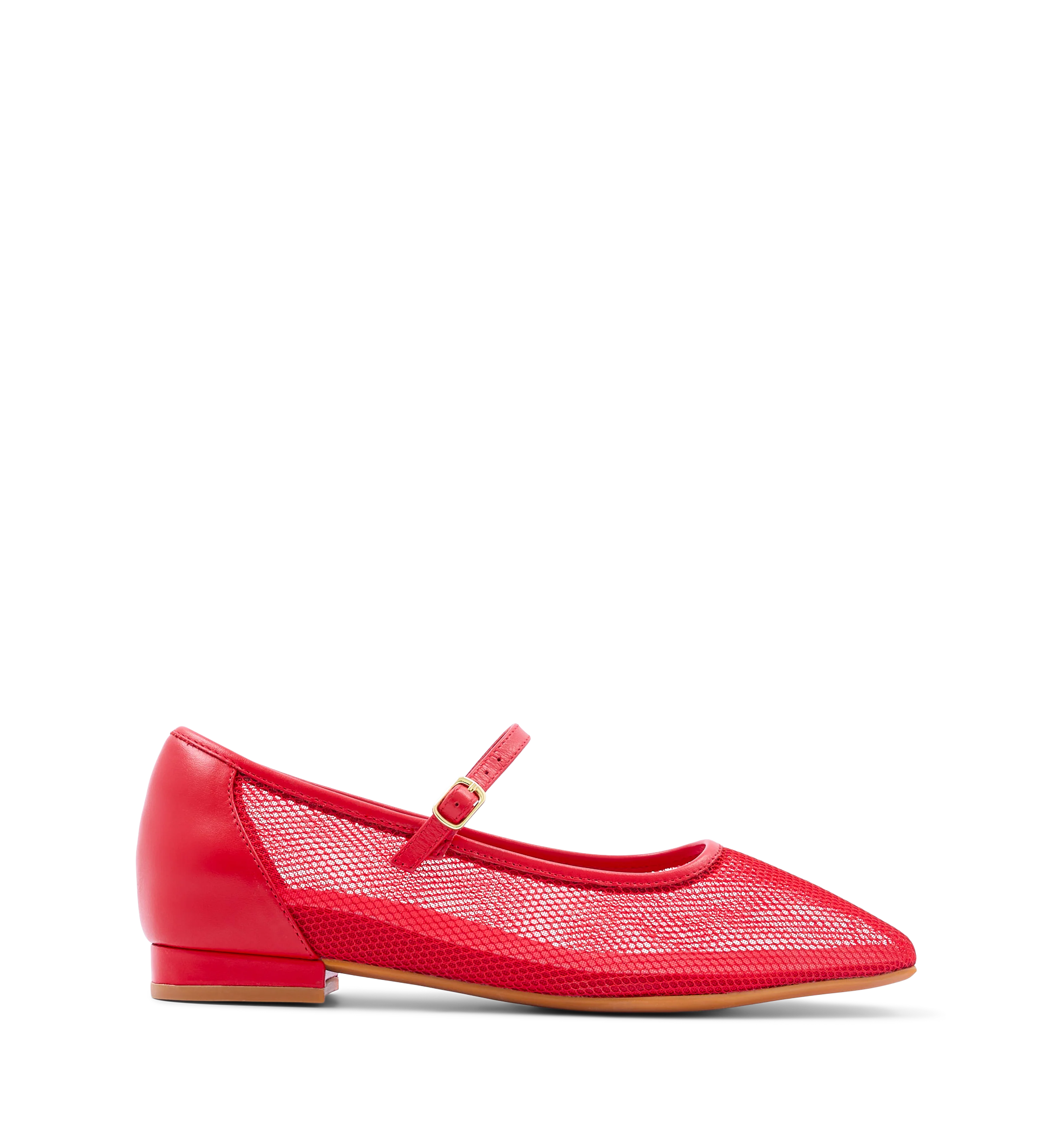 Surfbird Lipstick Red Leather & Mesh Ballet Flats
