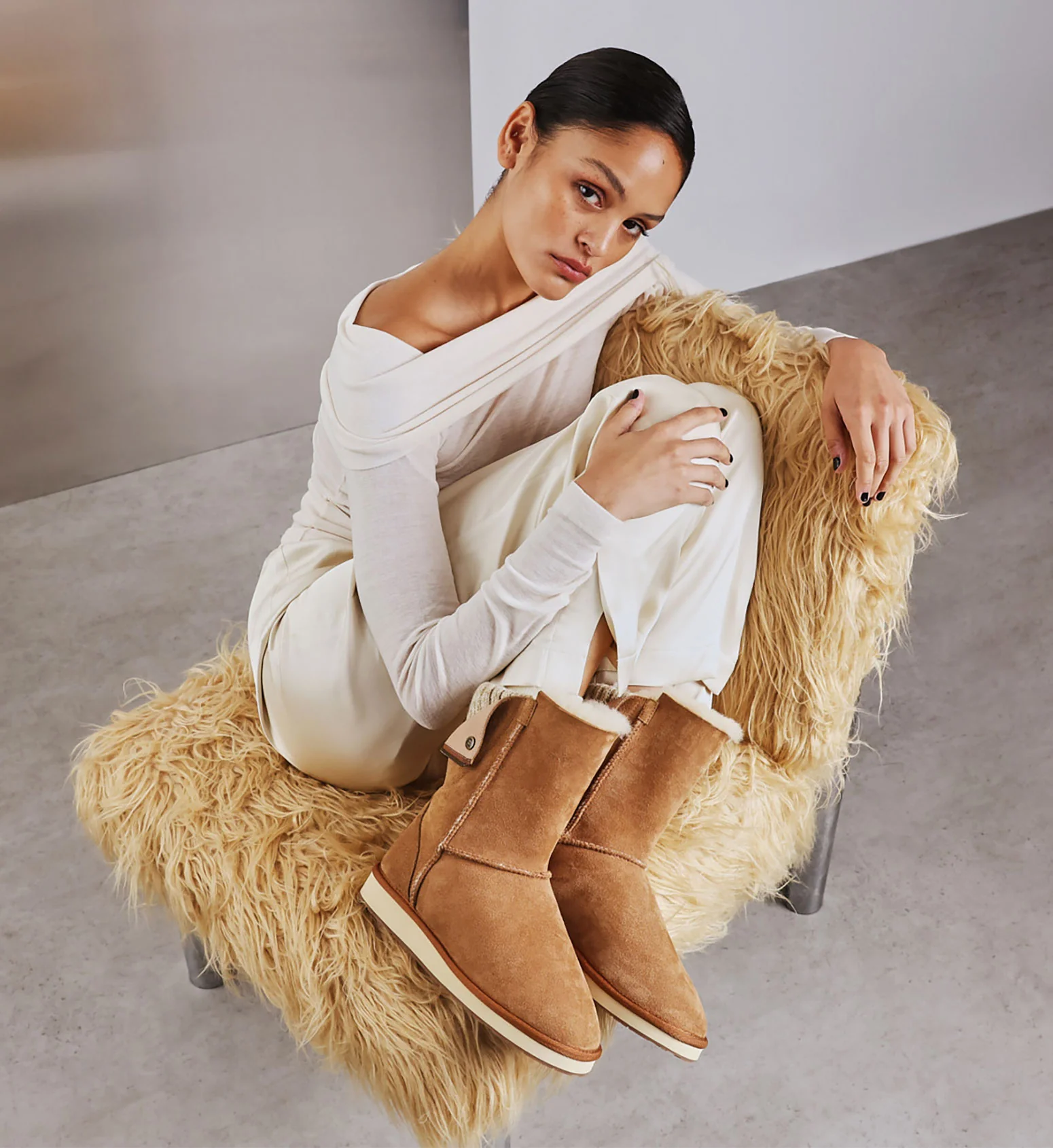 Gosling Knitted Home Boot Chestnut Sheepskin Slipper Boots