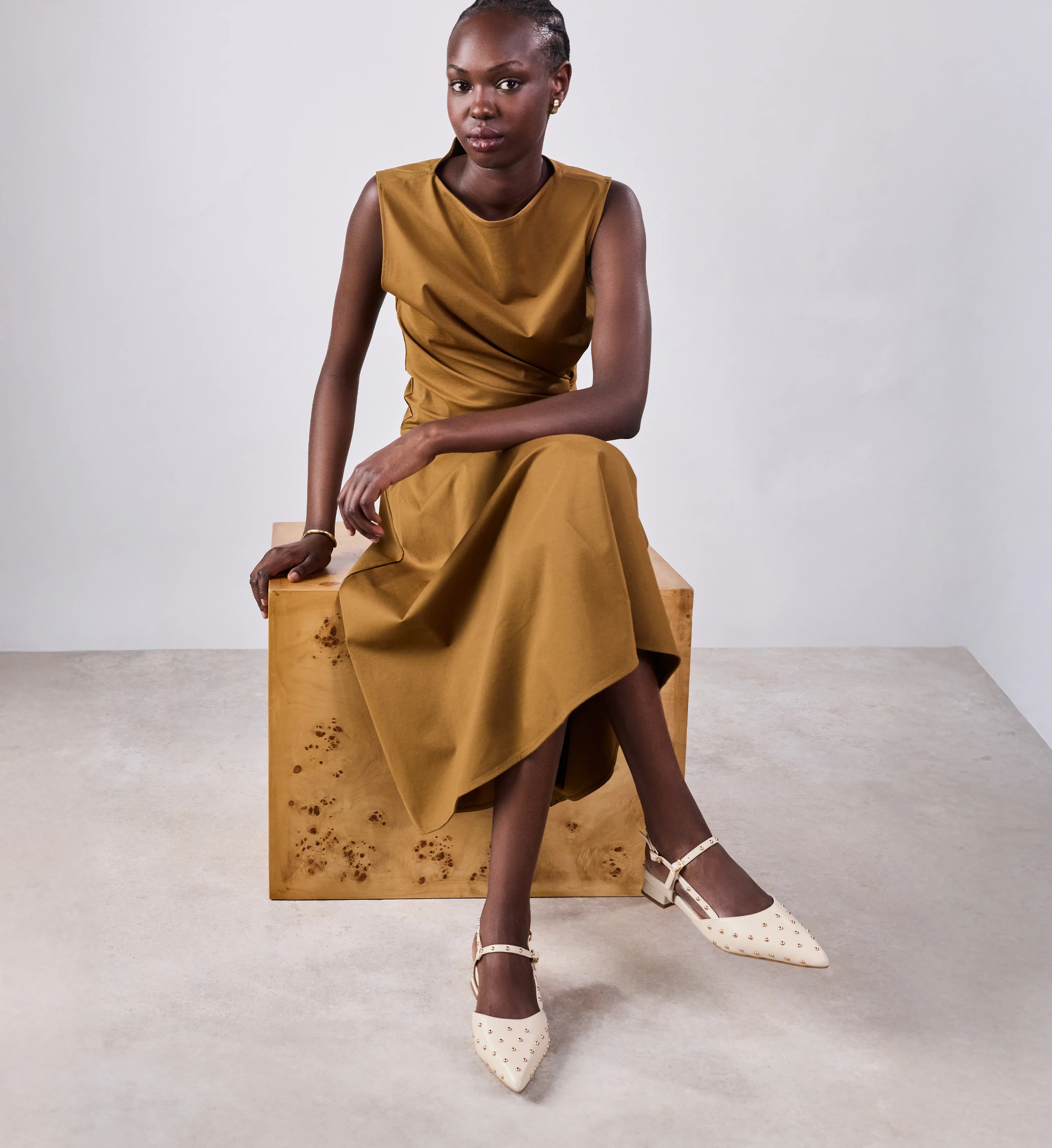 Firecrown 2 Ecru Leather & Hardware Flats