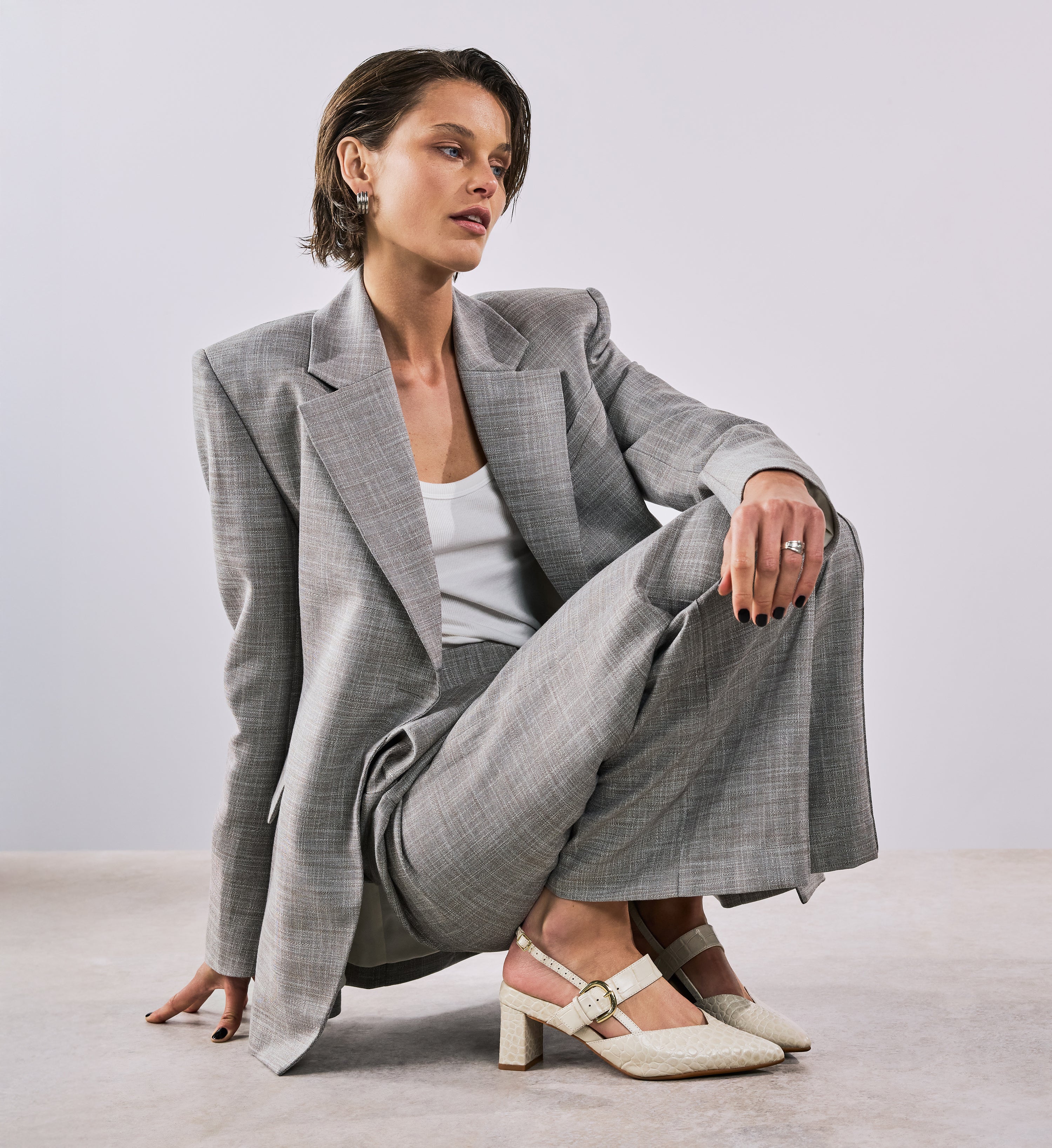 Lancebill Chai Croc Emboss Leather Low Heels