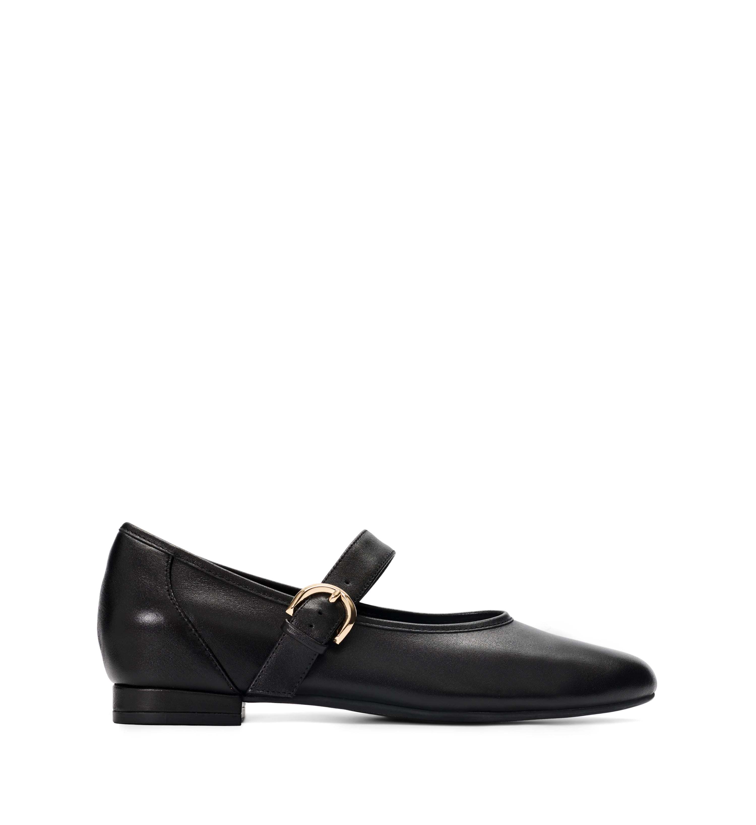 Chivi Black Leather Ballet Flats