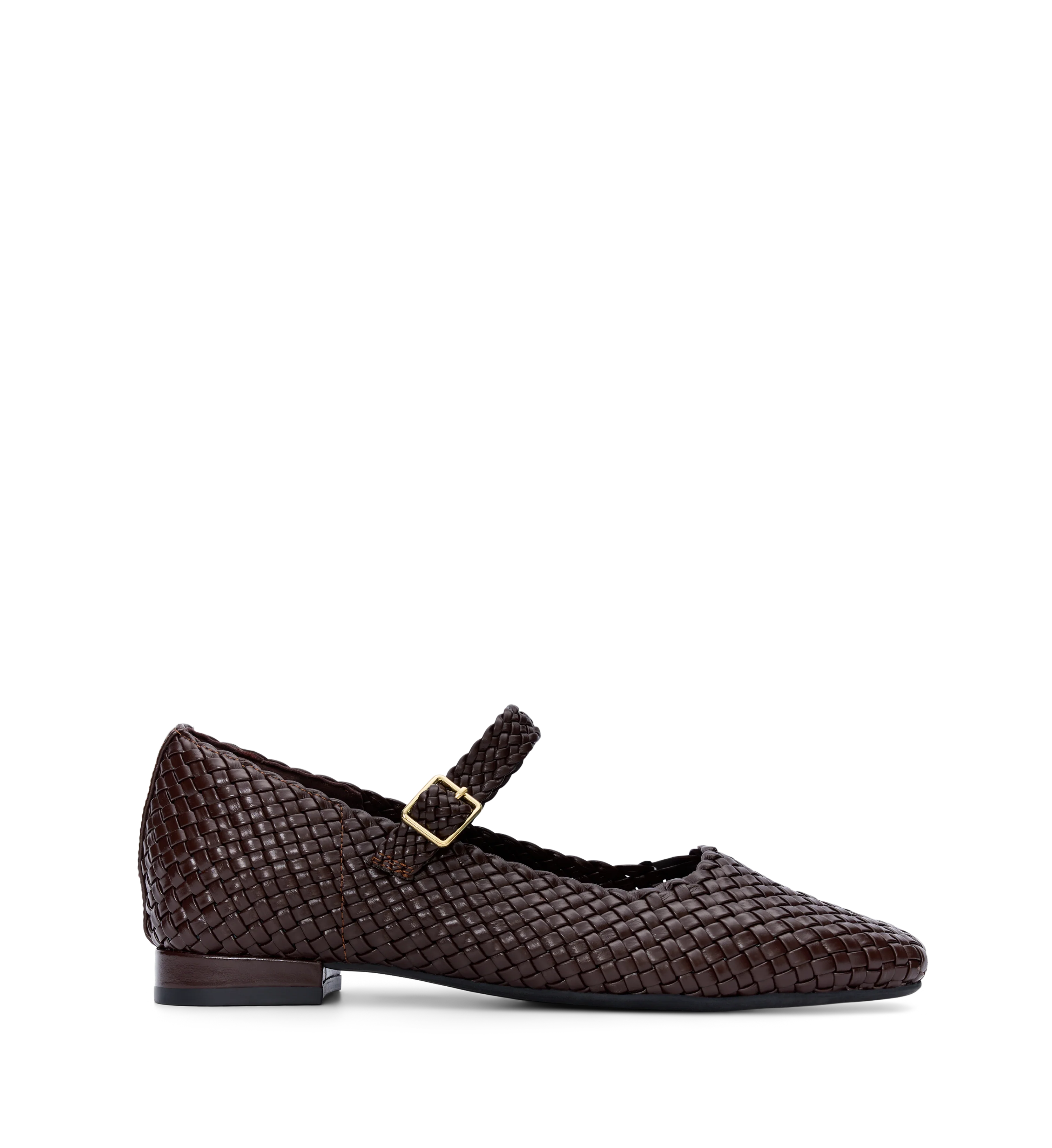 Surfbird Dark Oak Woven Leather Ballet Flats