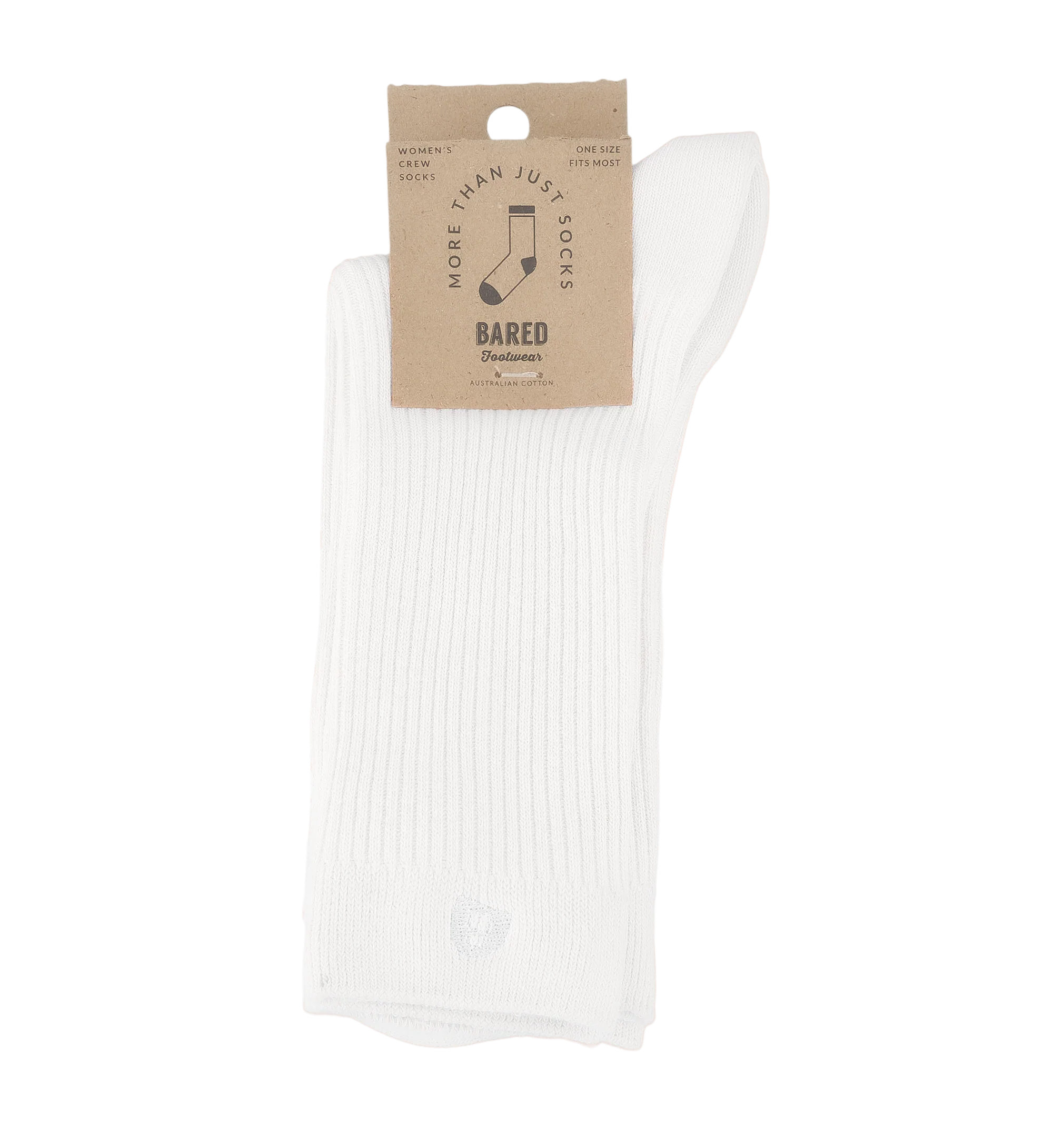 Womens Crew Socks 2Pk White Cotton Blend Socks
