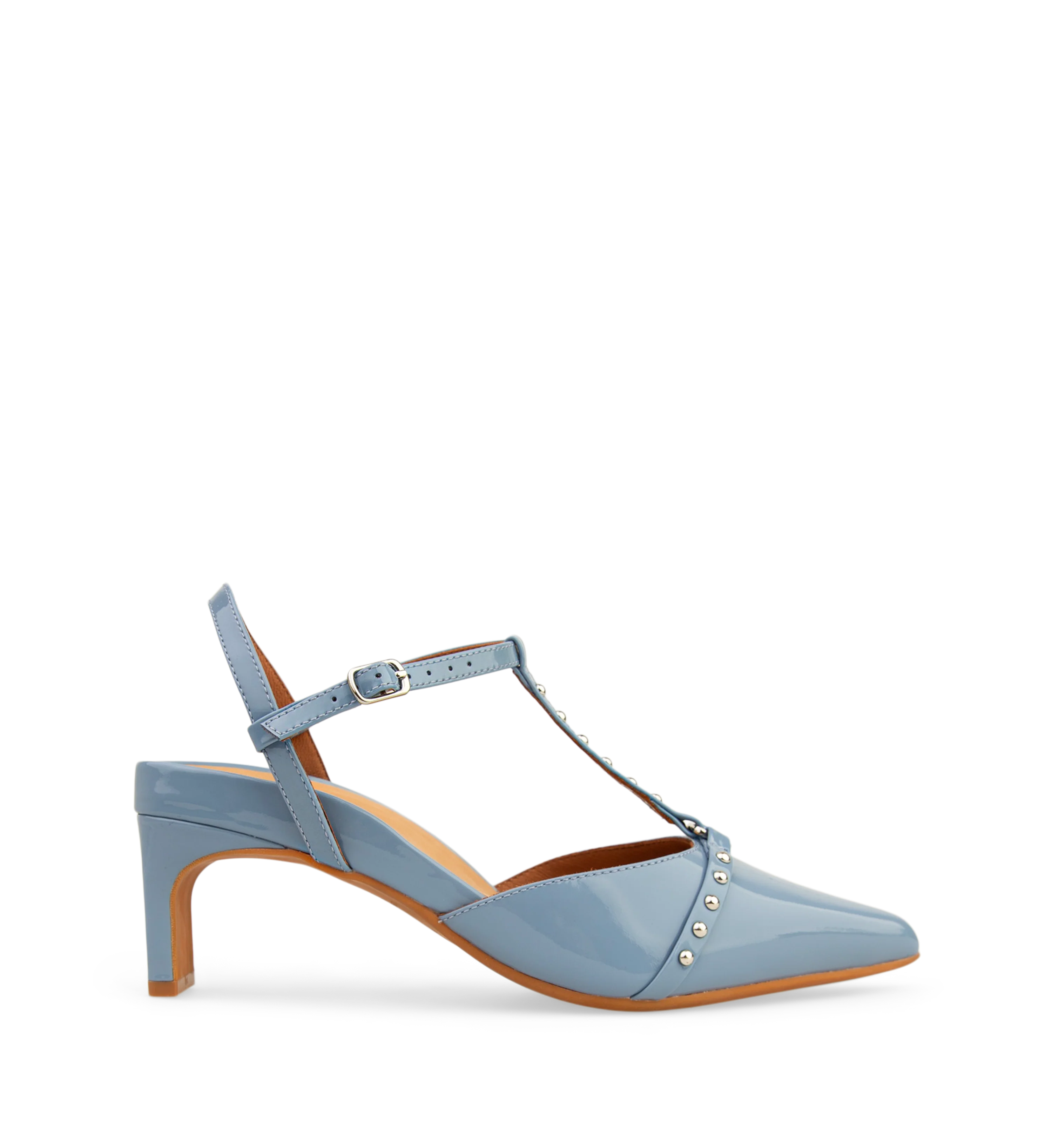 Albifron Dusk Blue Patent Leather Low Heels