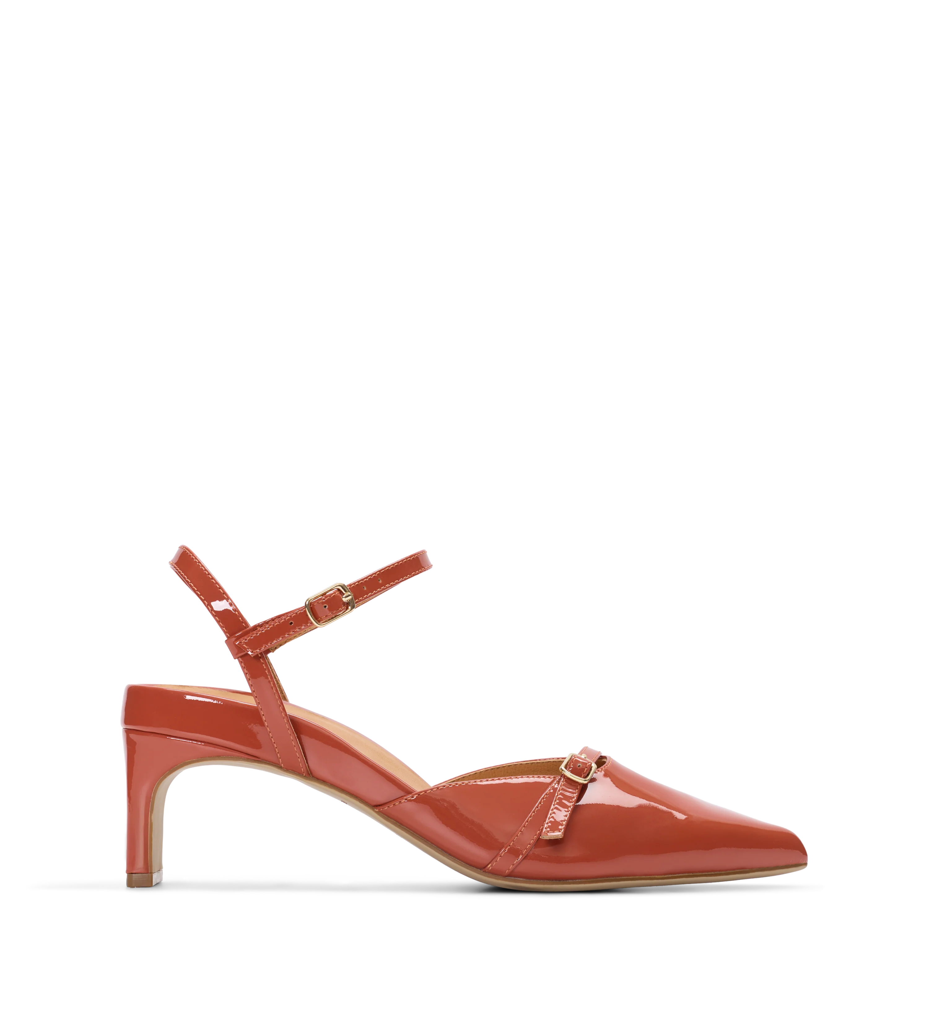 Sylph Terracotta Patent Leather Low Heels