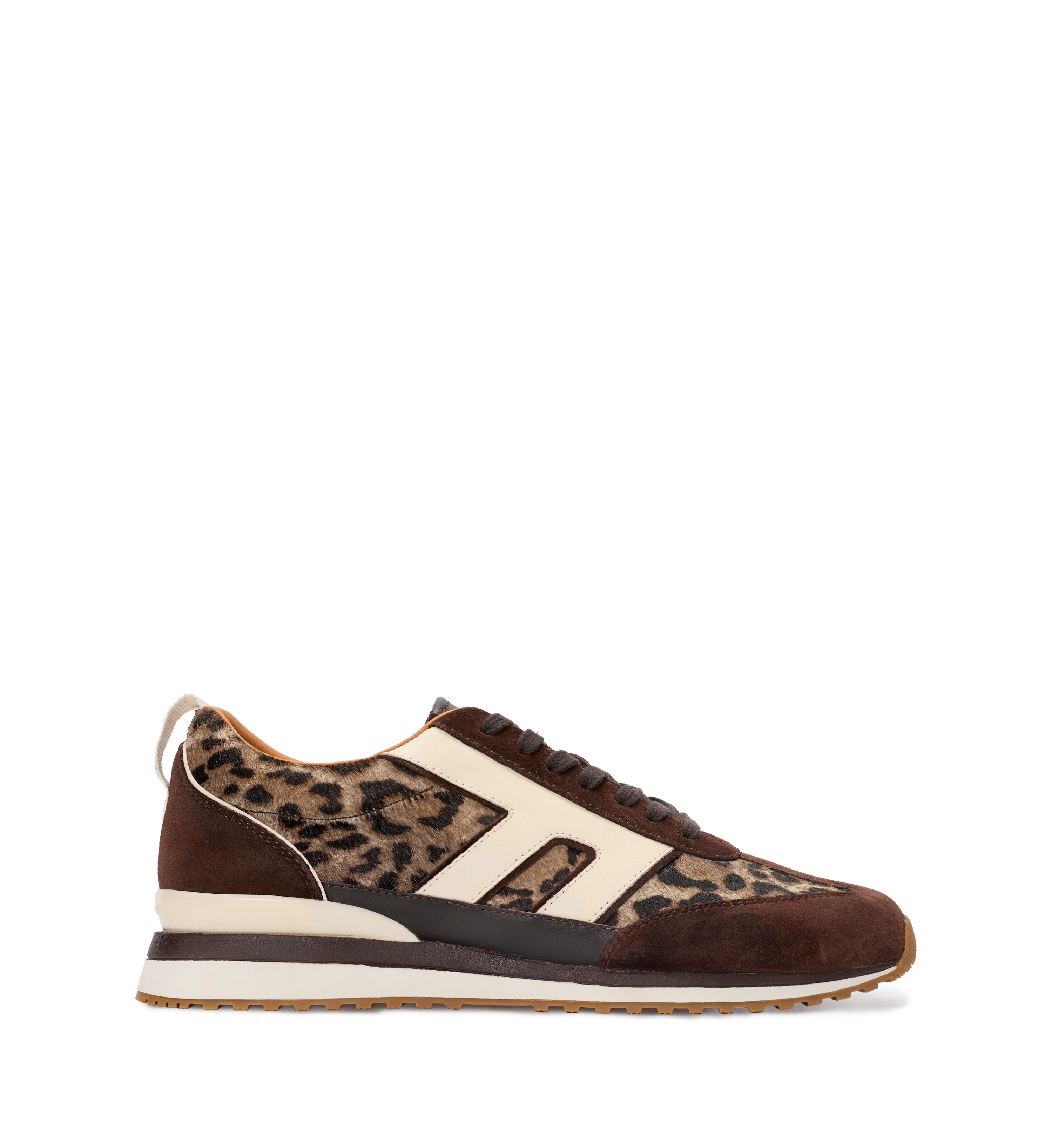 Stork Grey Leopard Print Calf Hair & Suede Sneakers