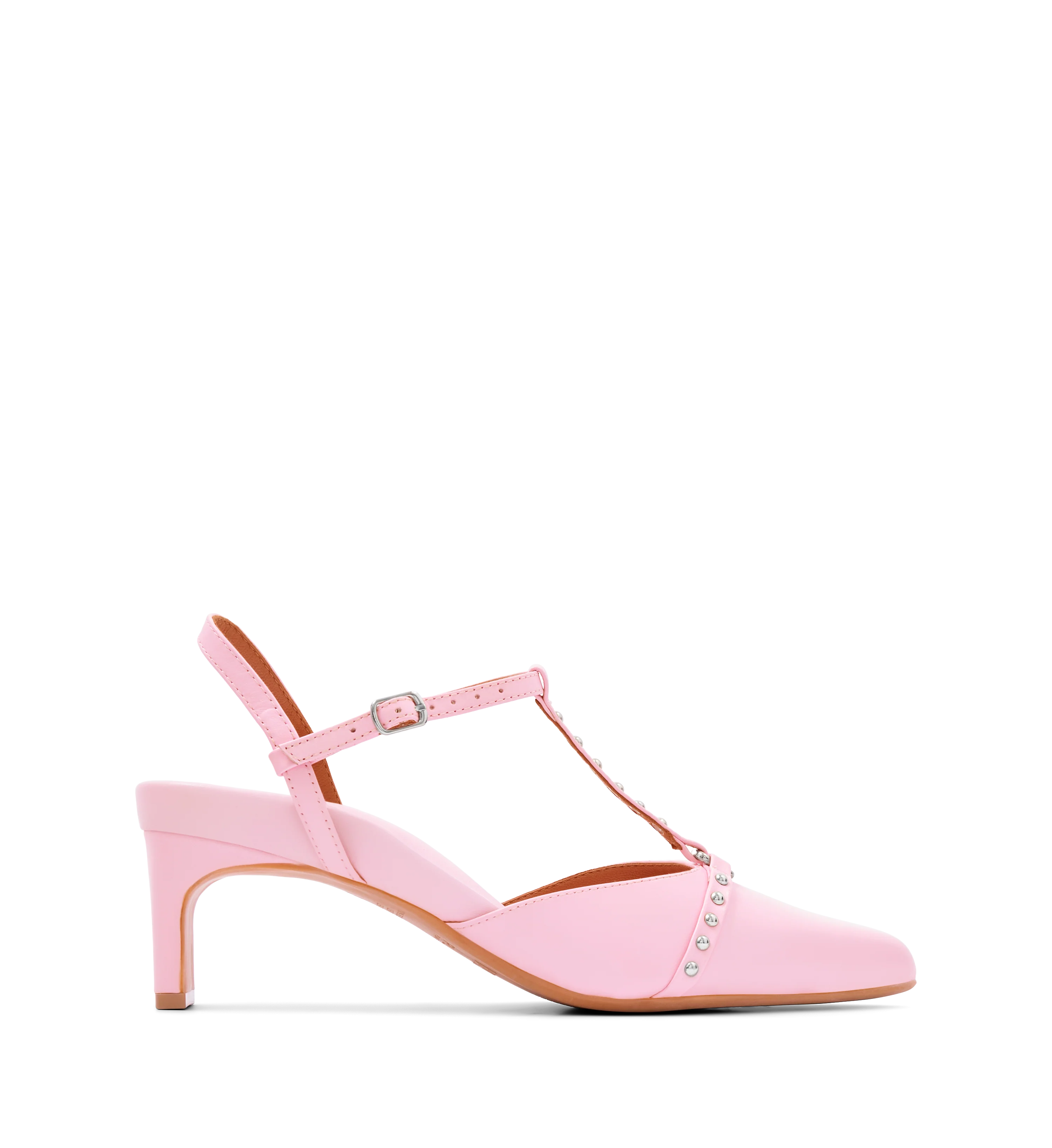 Albifron Baby Pink Leather Low Heels