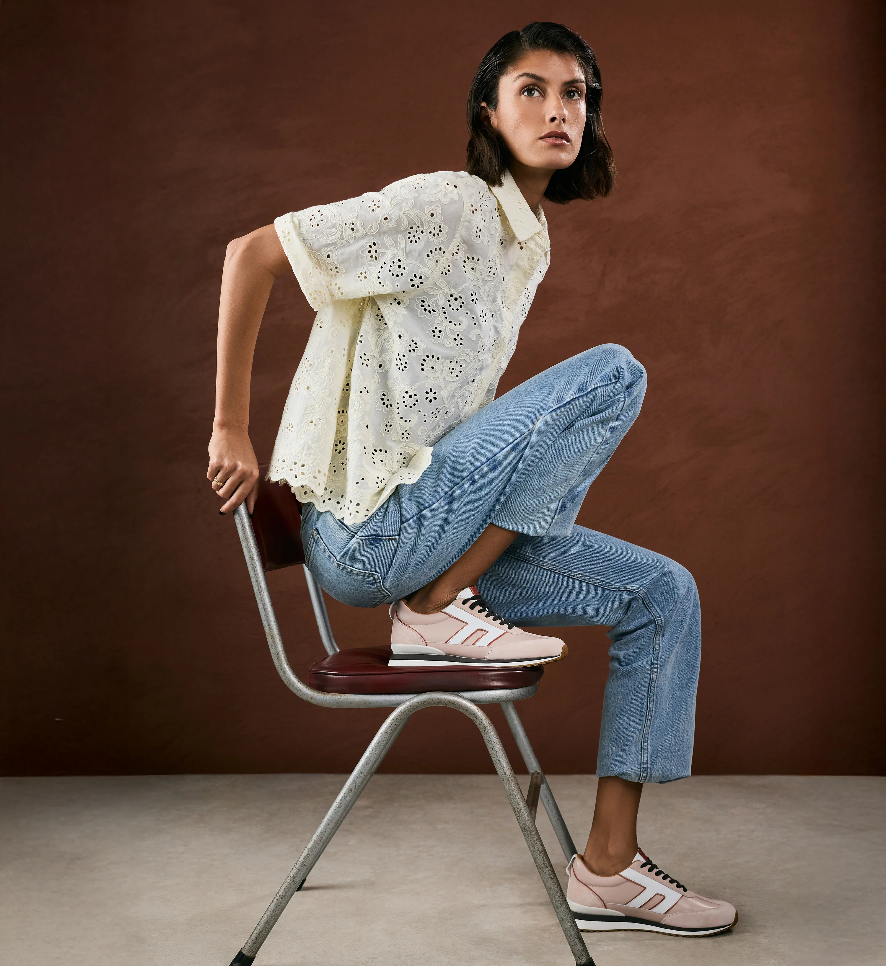 Stork Rose Pink Mix Leather & Suede Sneakers