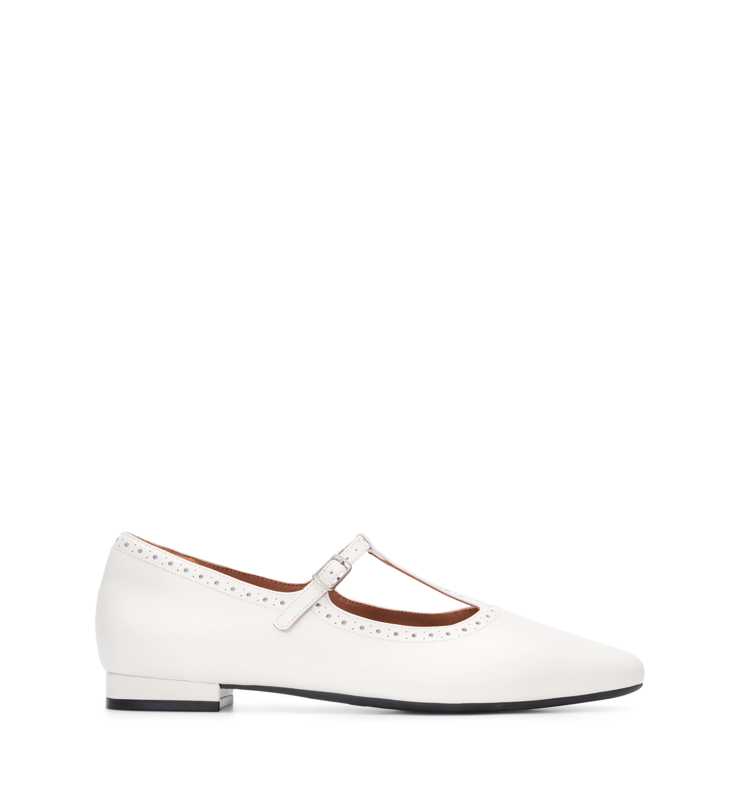 Alca White Leather Ballet Flats