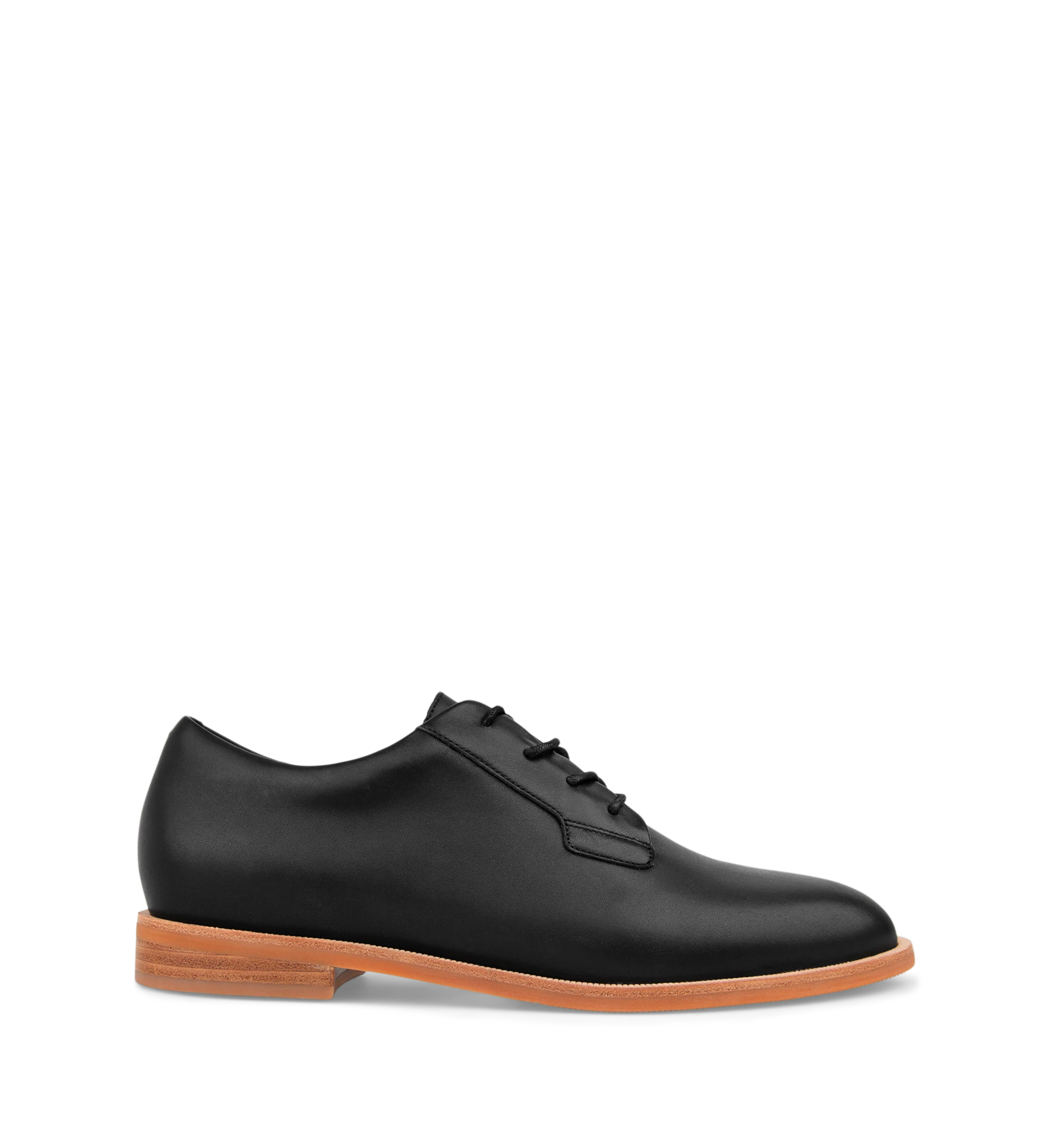 Nandu Black Leather Lace Up Flats