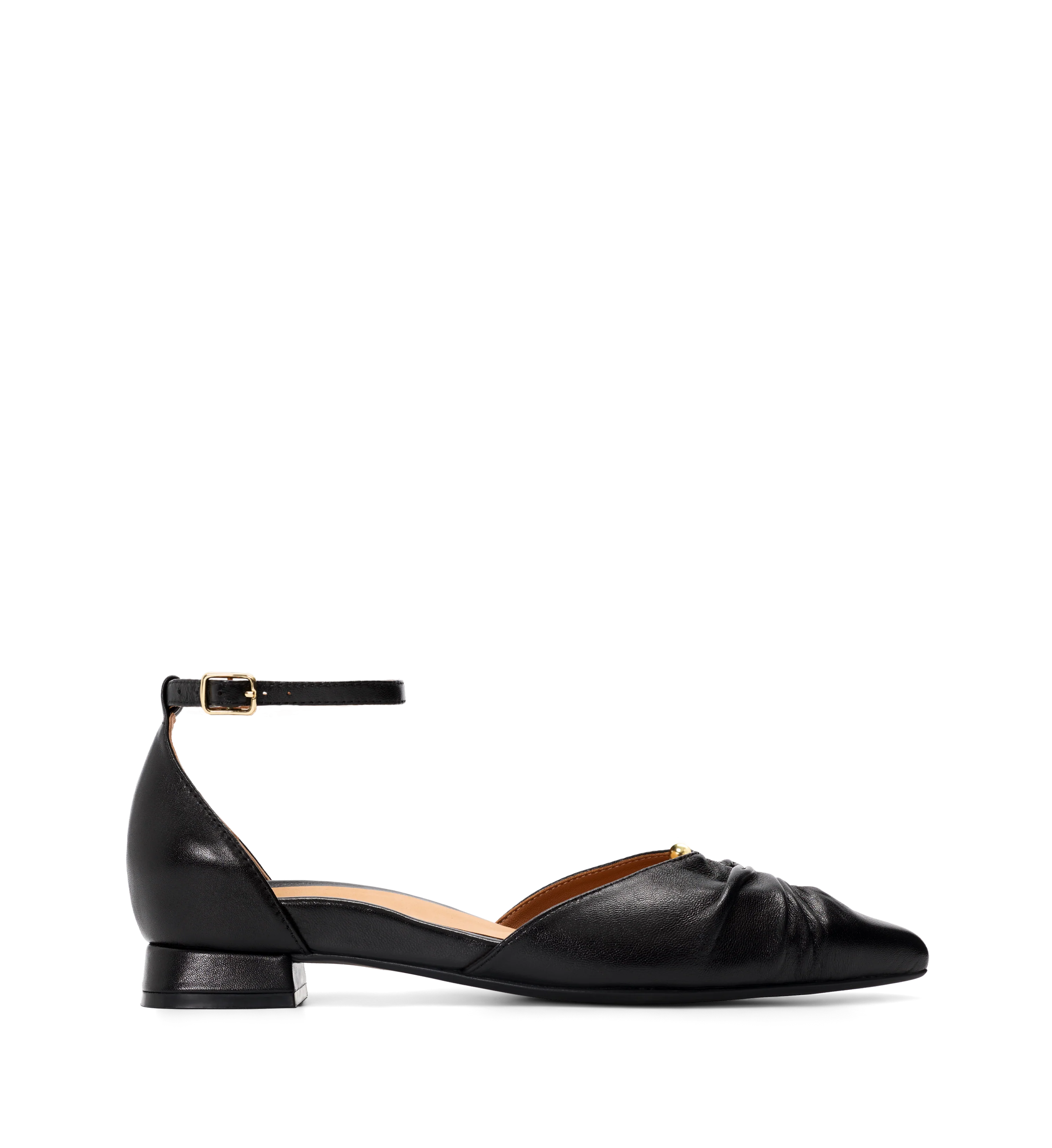 Turca Black Leather & Hardware Corporate Flats