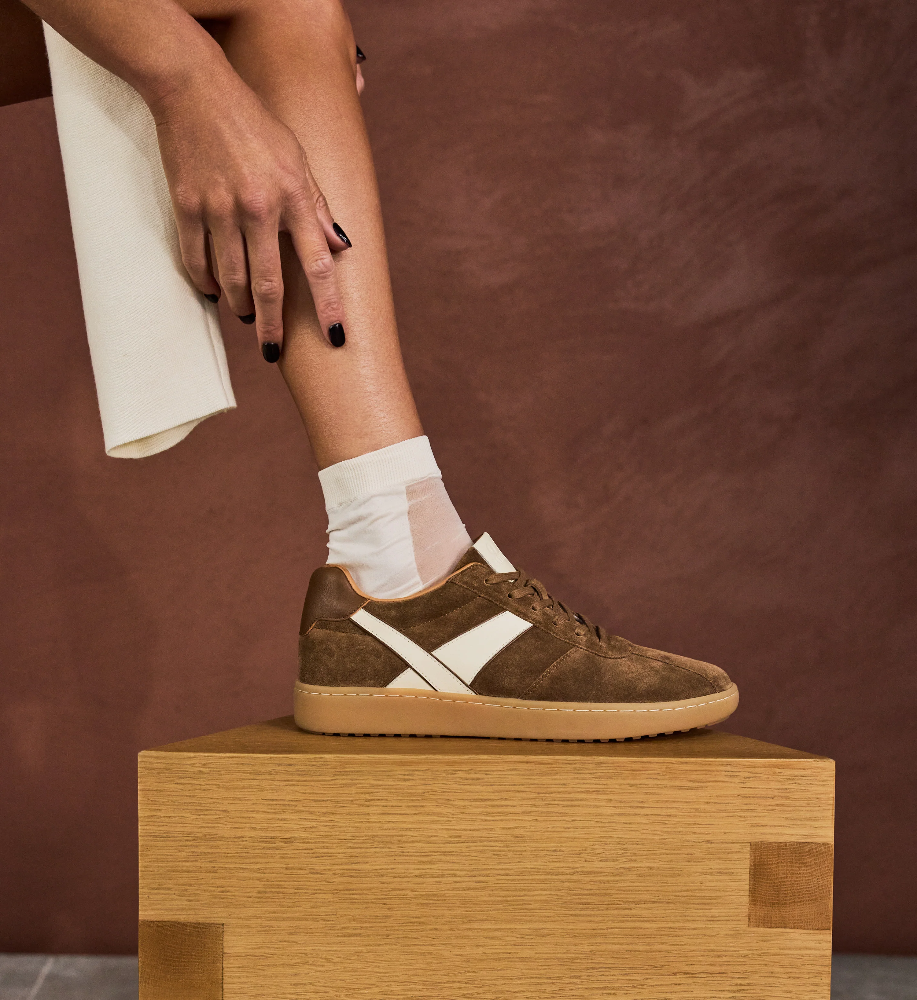 Ardeola Tan Suede & Ecru Leather Sneakers