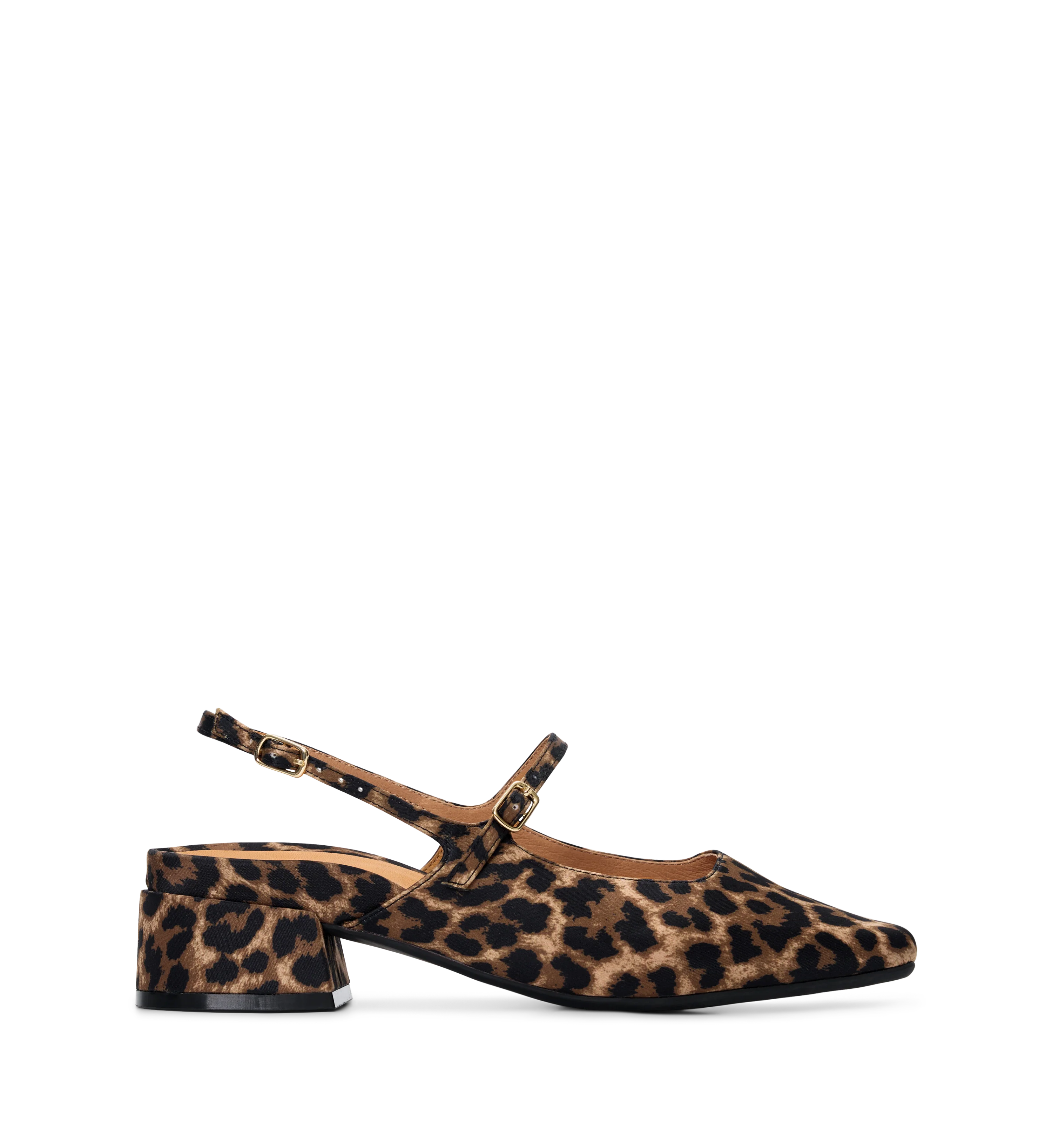 Myza Leopard Print Satin Low Heels