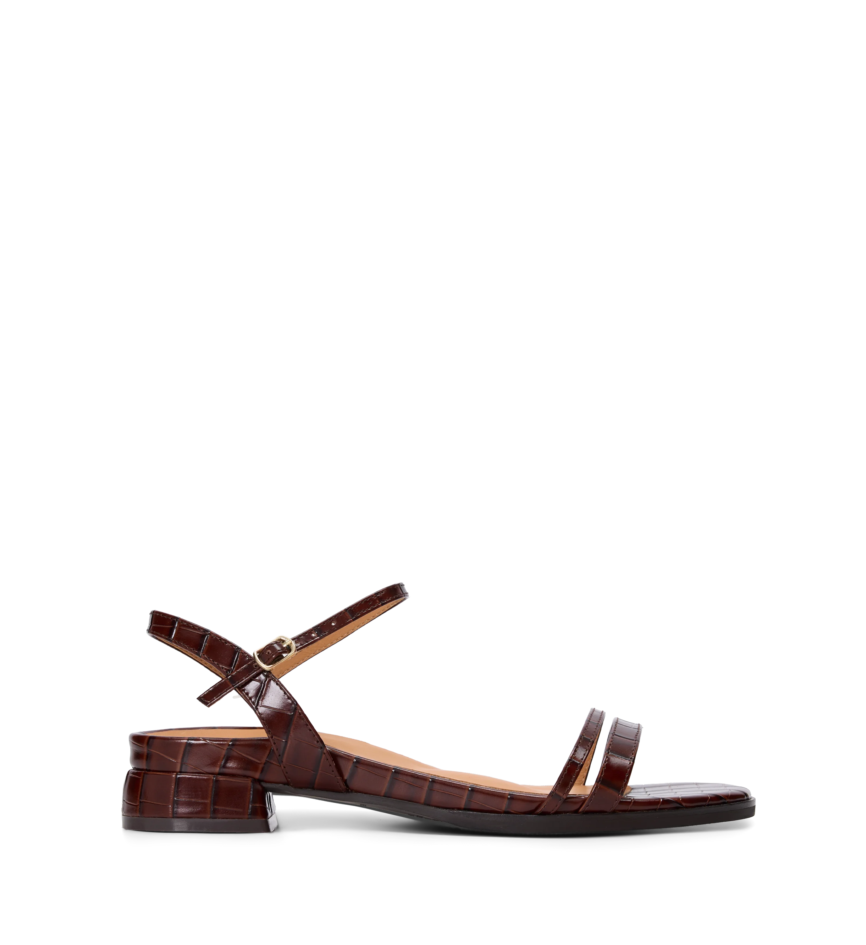 Emberiza Chocolate Brown Croc Emboss Leather Sandals